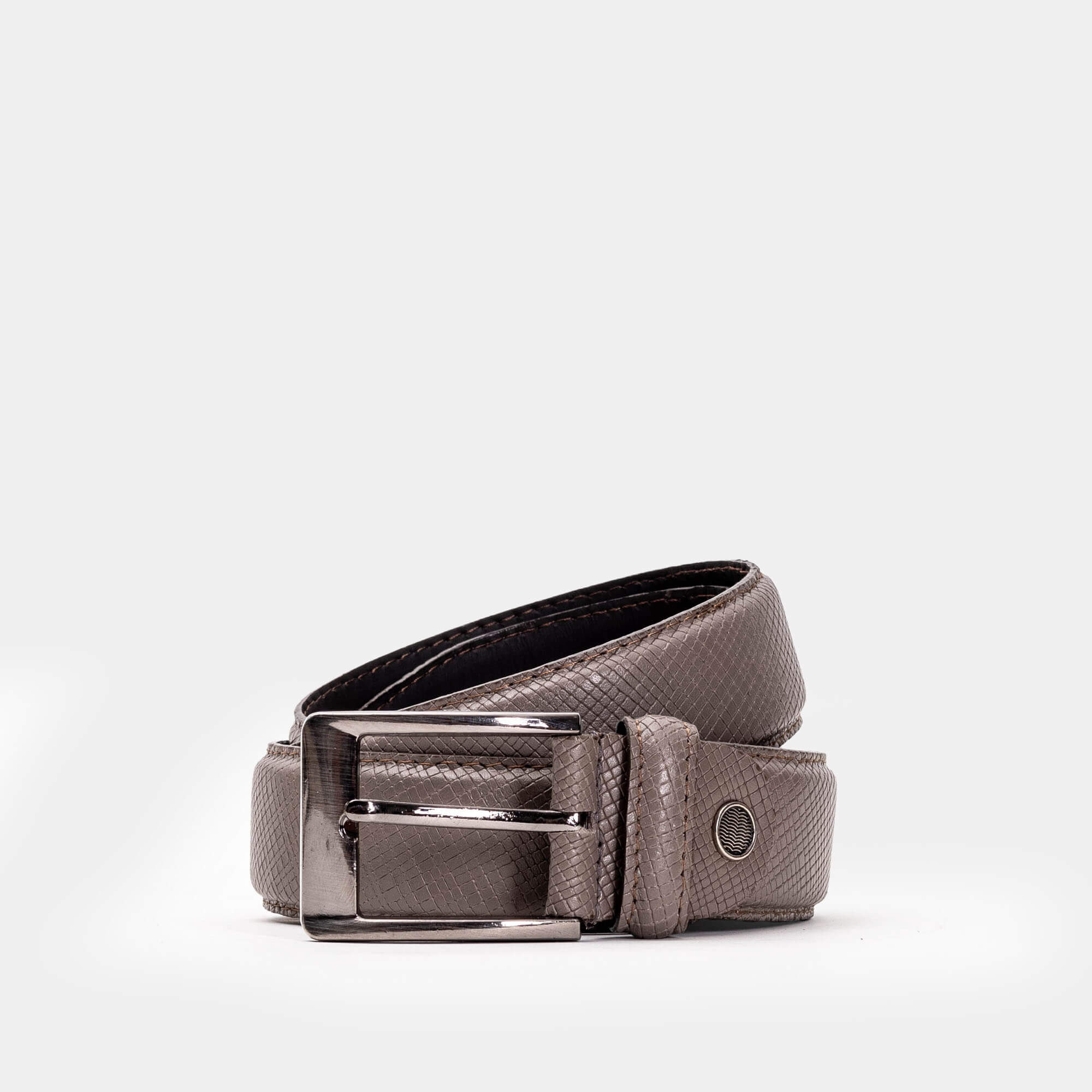 Volzak 002 Ceinture classique en cuir Taupe grainé
