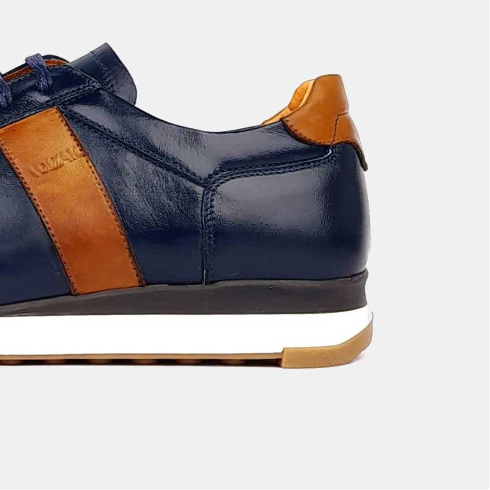 Volzak 6048 Basket en cuir Bleu Camel