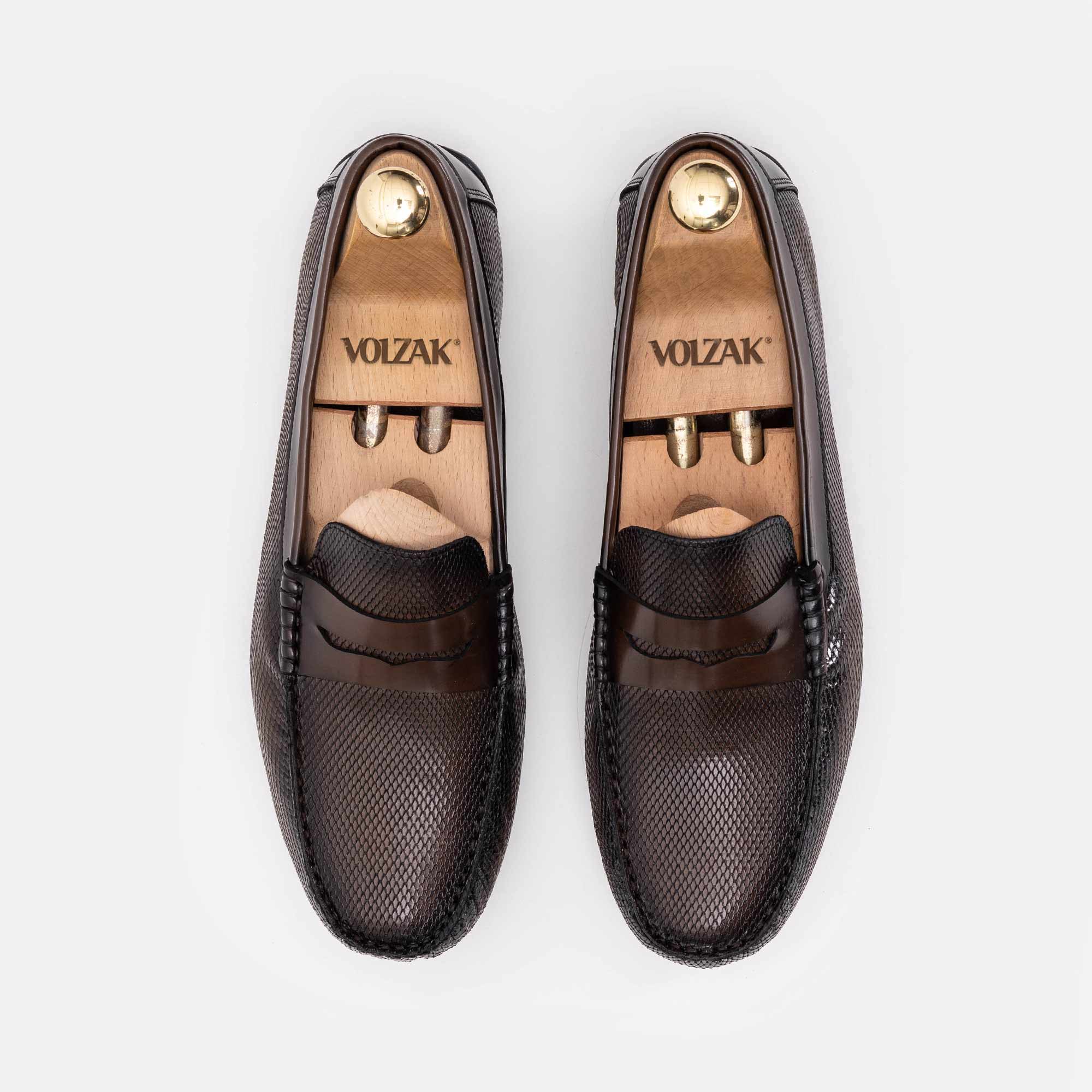 Volzak 5138 Mocassin en cuir Démasquable marron vintage