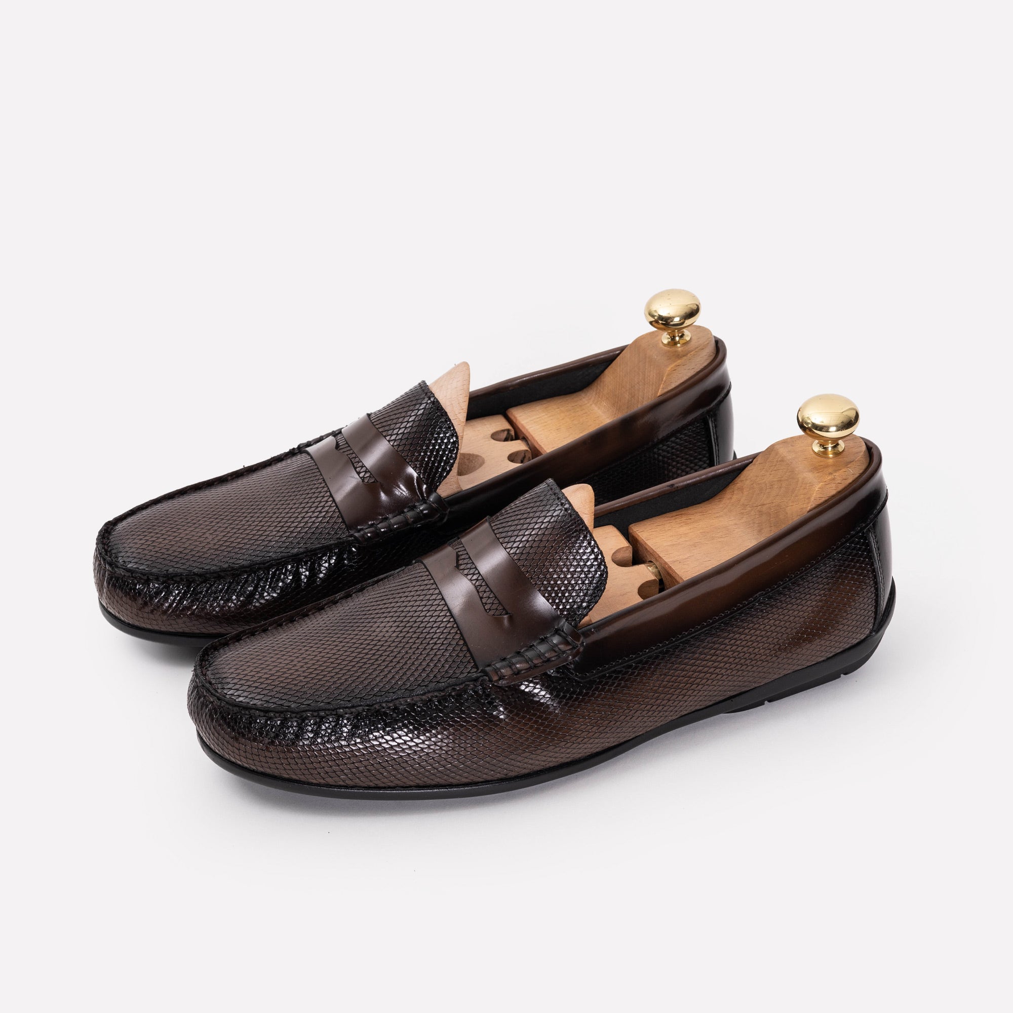 Volzak 5138 Mocassin en cuir Démasquable marron vintage