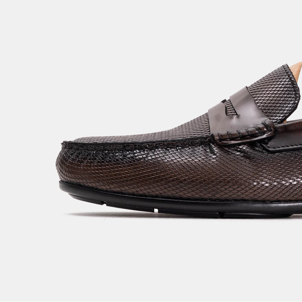 Volzak 5138 Mocassin en cuir Démasquable marron vintage