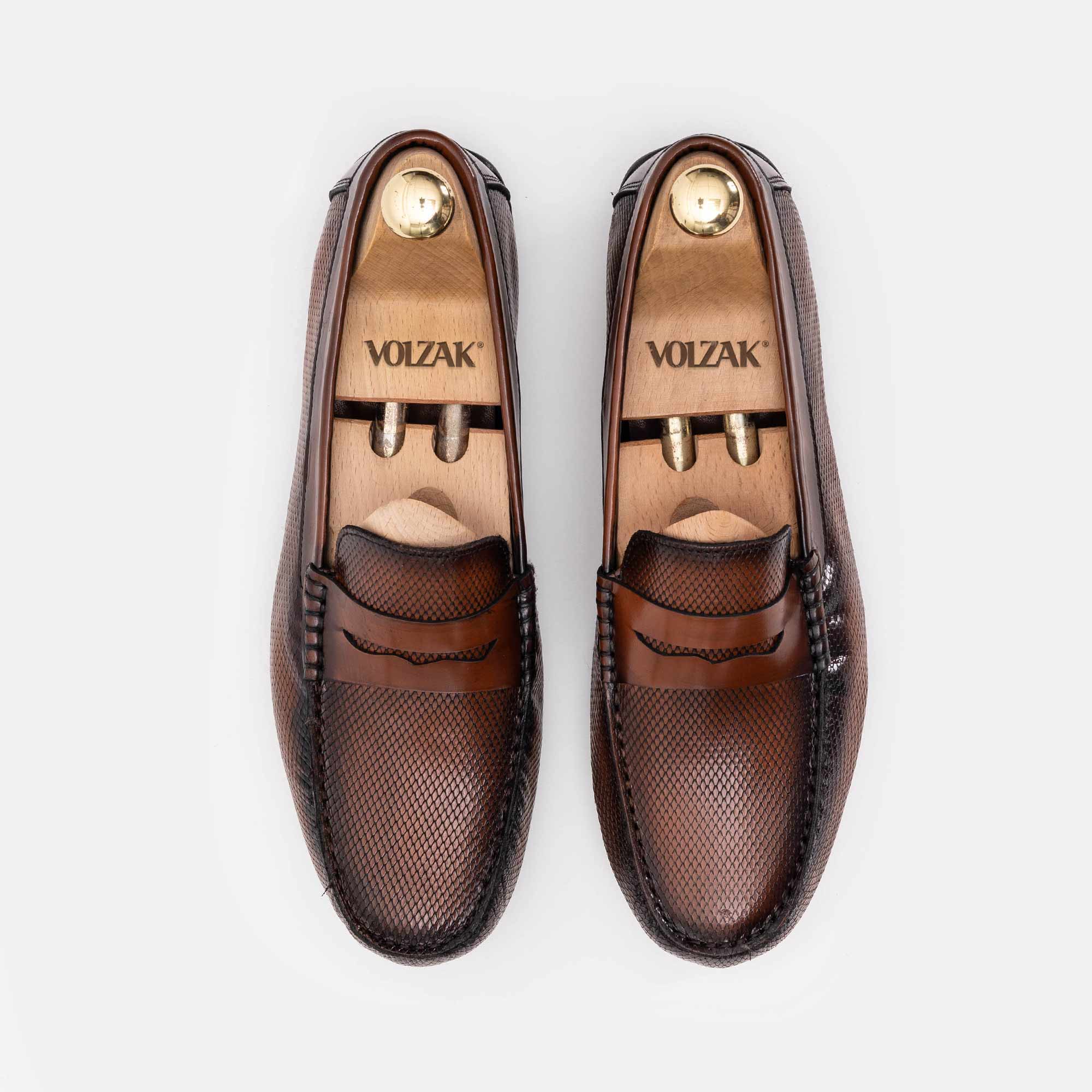 Volzak 5138 Mocassin en cuir Démasquable marron