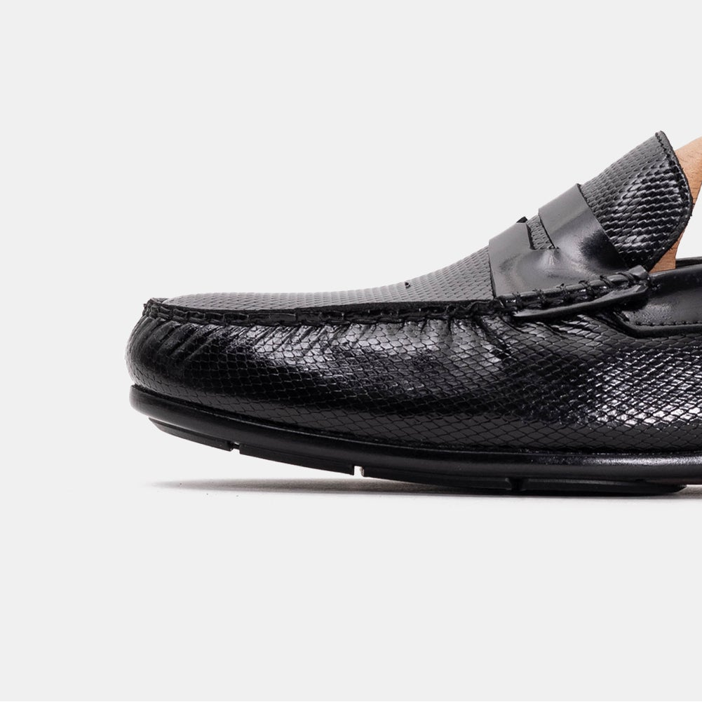 Volzak 5138 Mocassin en cuir Démasquable noir