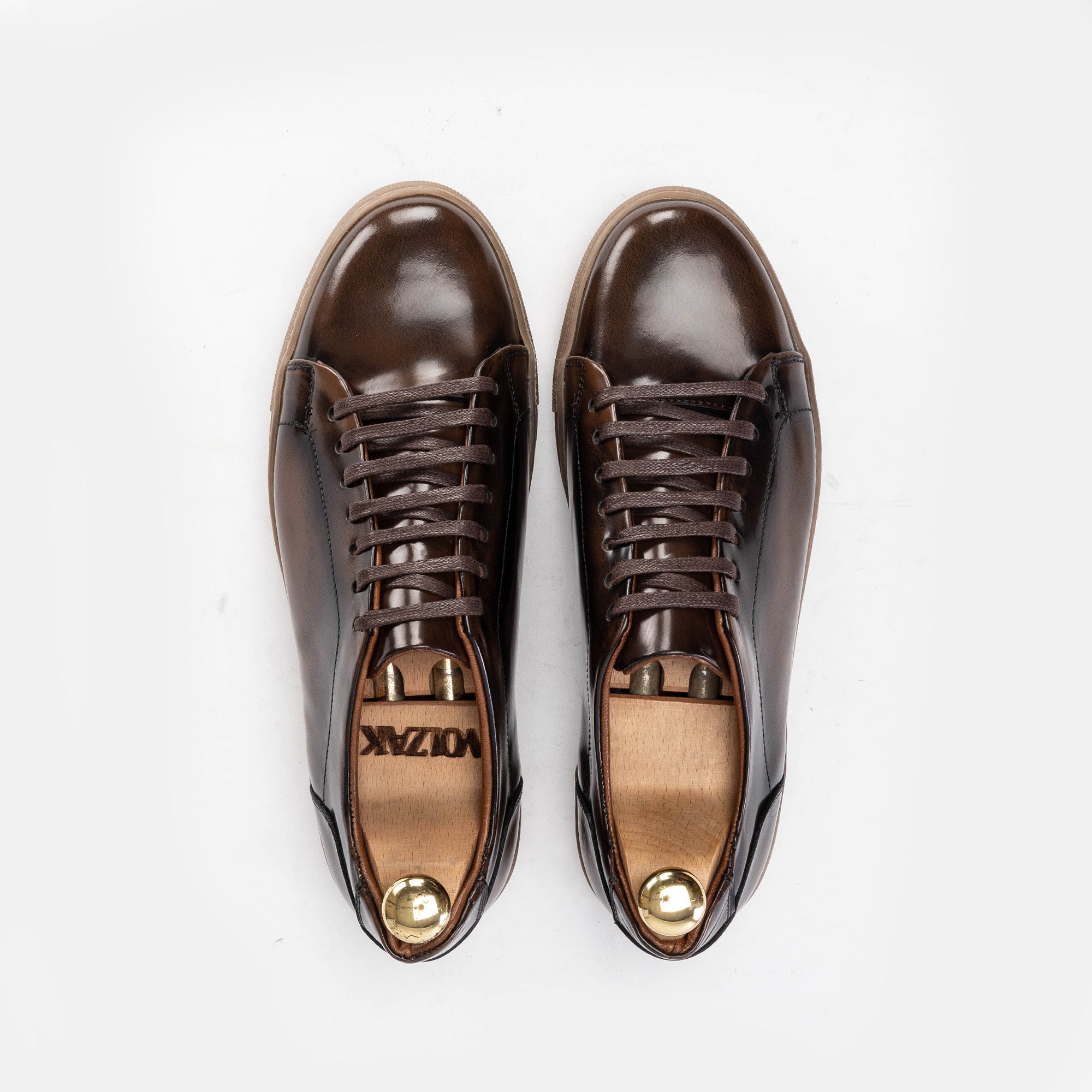 Volzak 5150 Basket en cuir Démasquable Marron Vintage