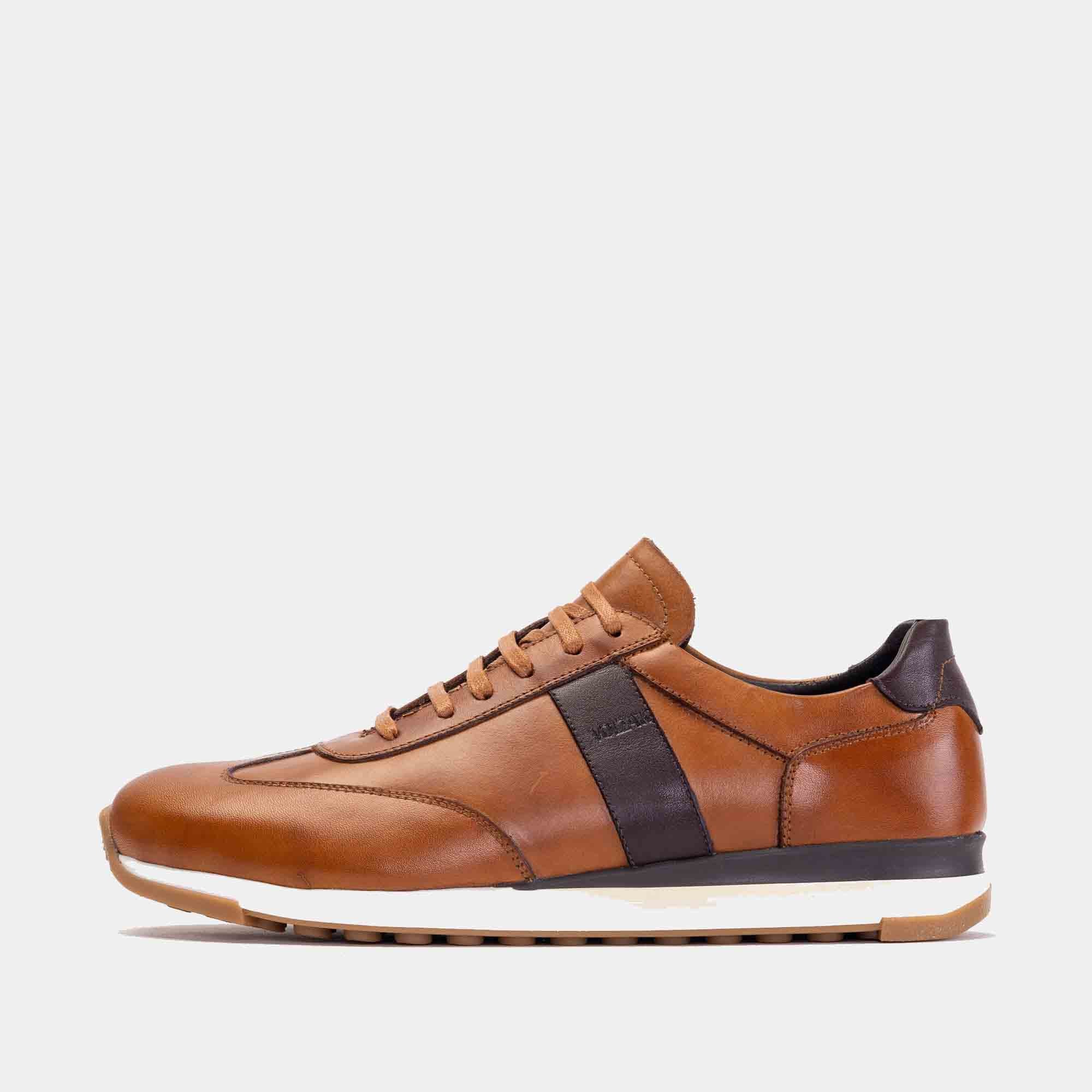Volzak 6048 Camel Brown Leather Sneakers