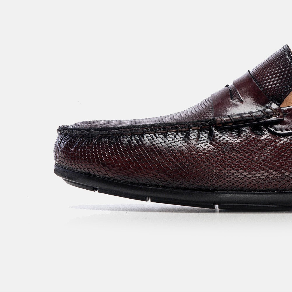 Volzak 5138 Mocassin en cuir Démasquable Bordeaux