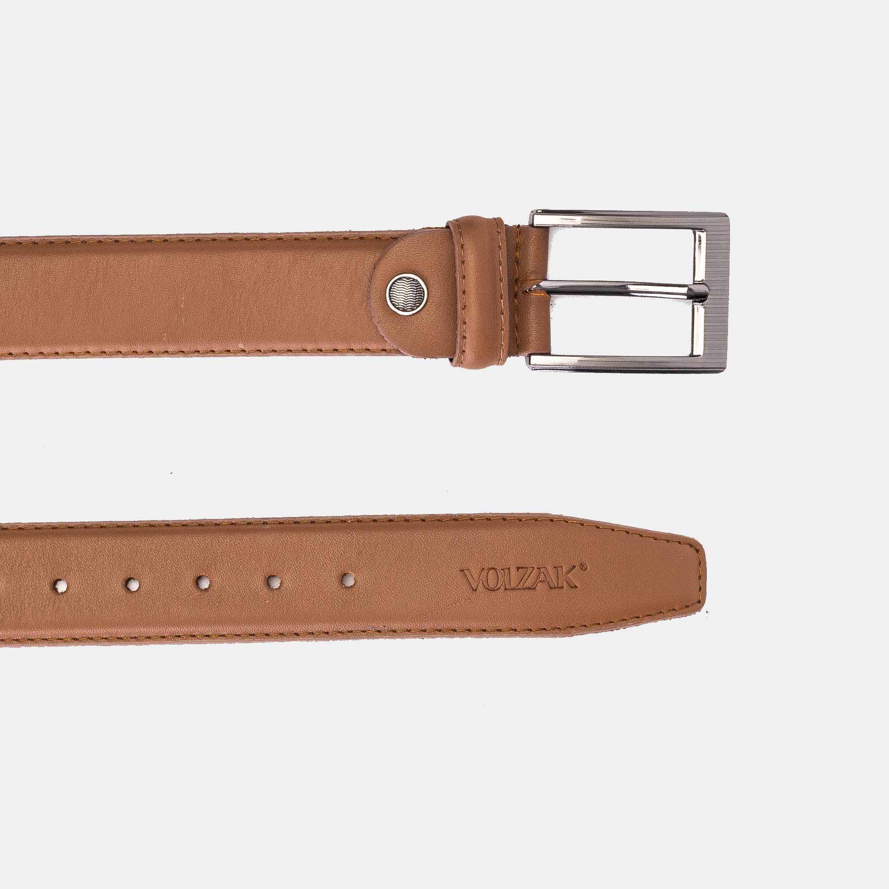 002 Ceinture classique en cuir Camel