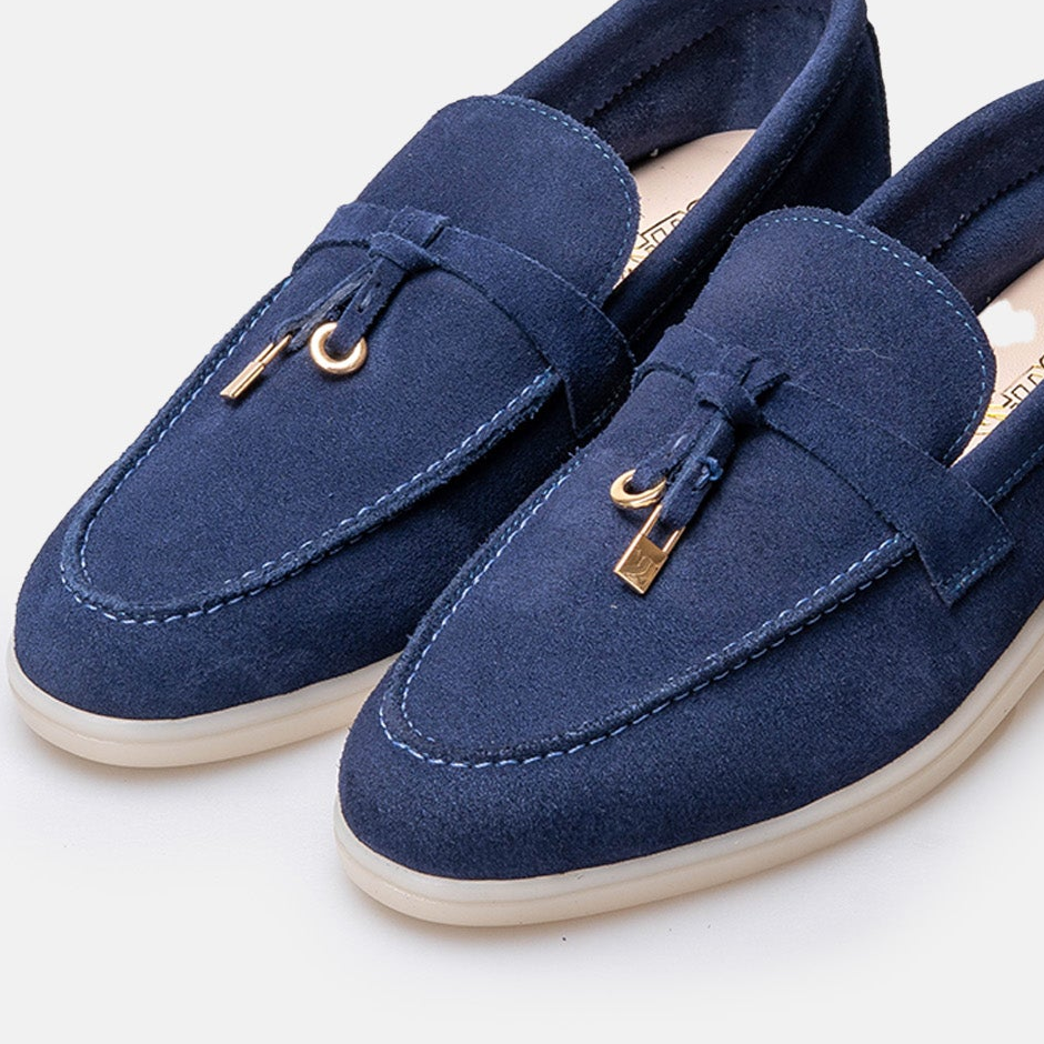 Volzak 32 mocassin en daim Bleu Marine