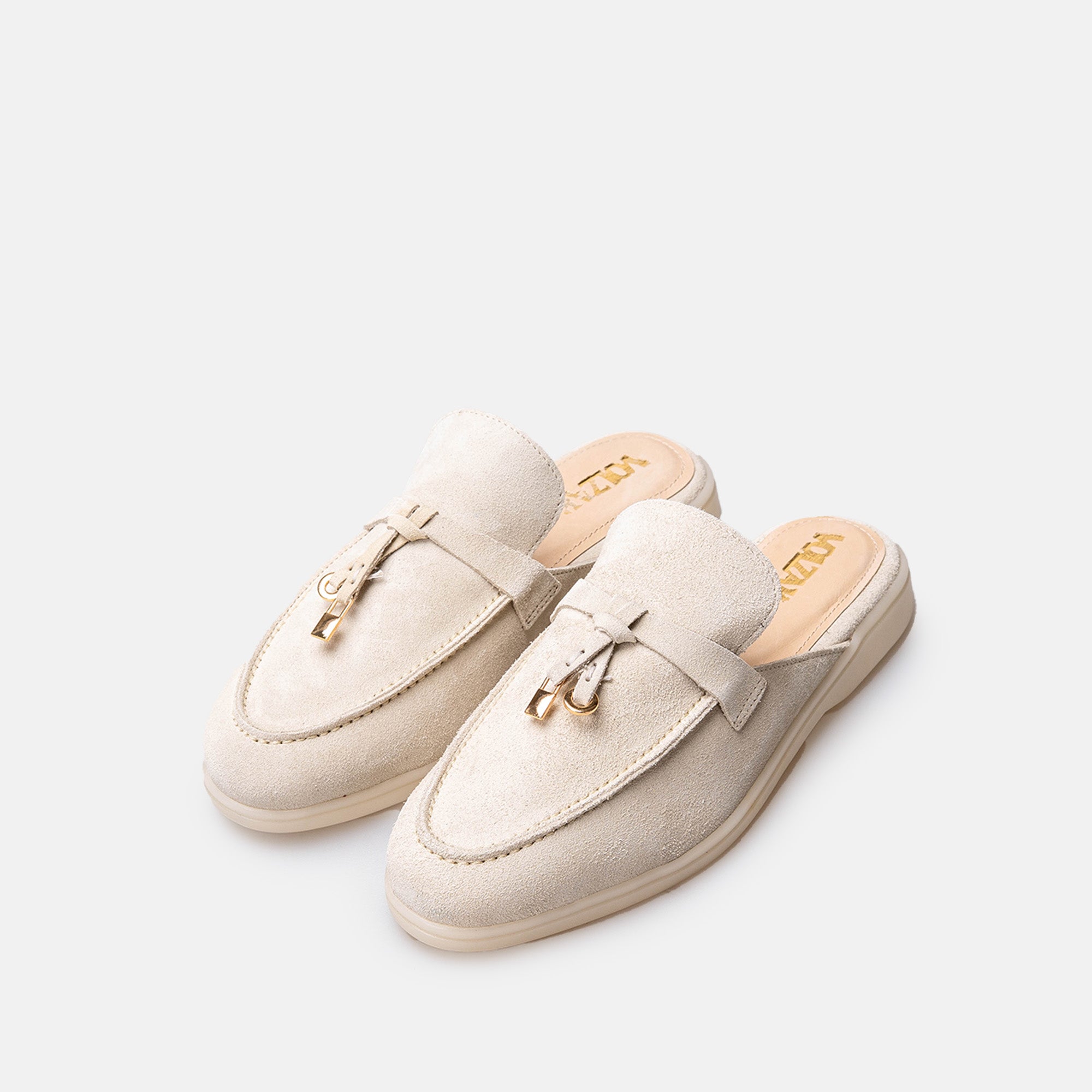 Volzak 0777 Mule en daim Blanc Cassé