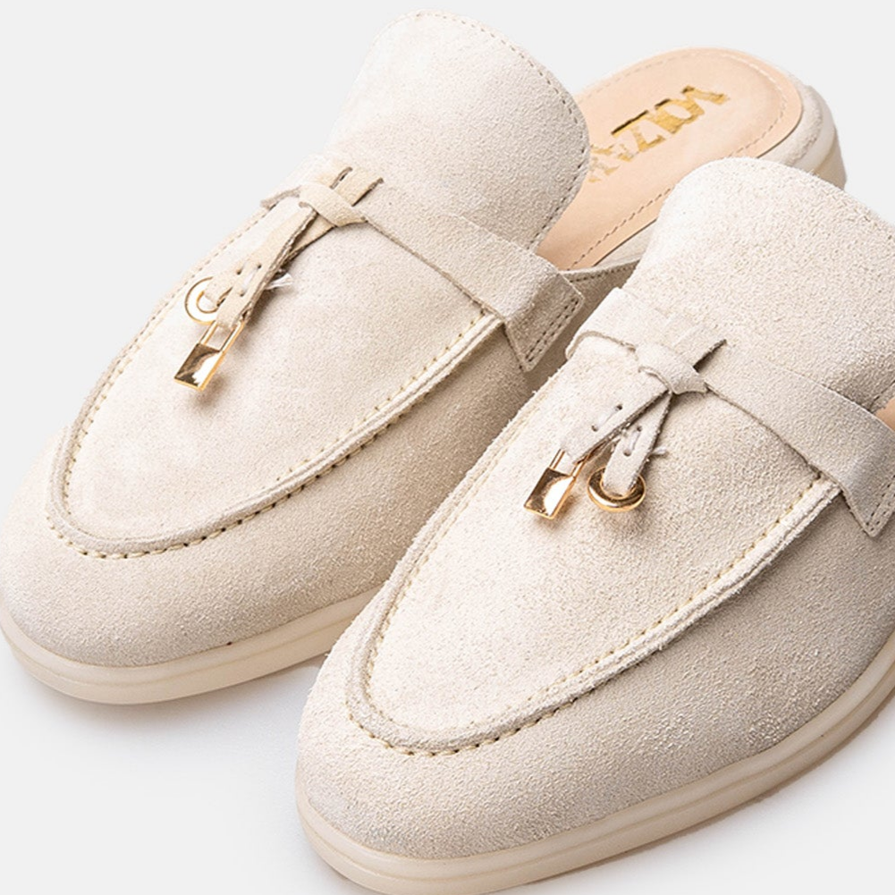 Volzak 0777 Mule en daim Blanc Cassé