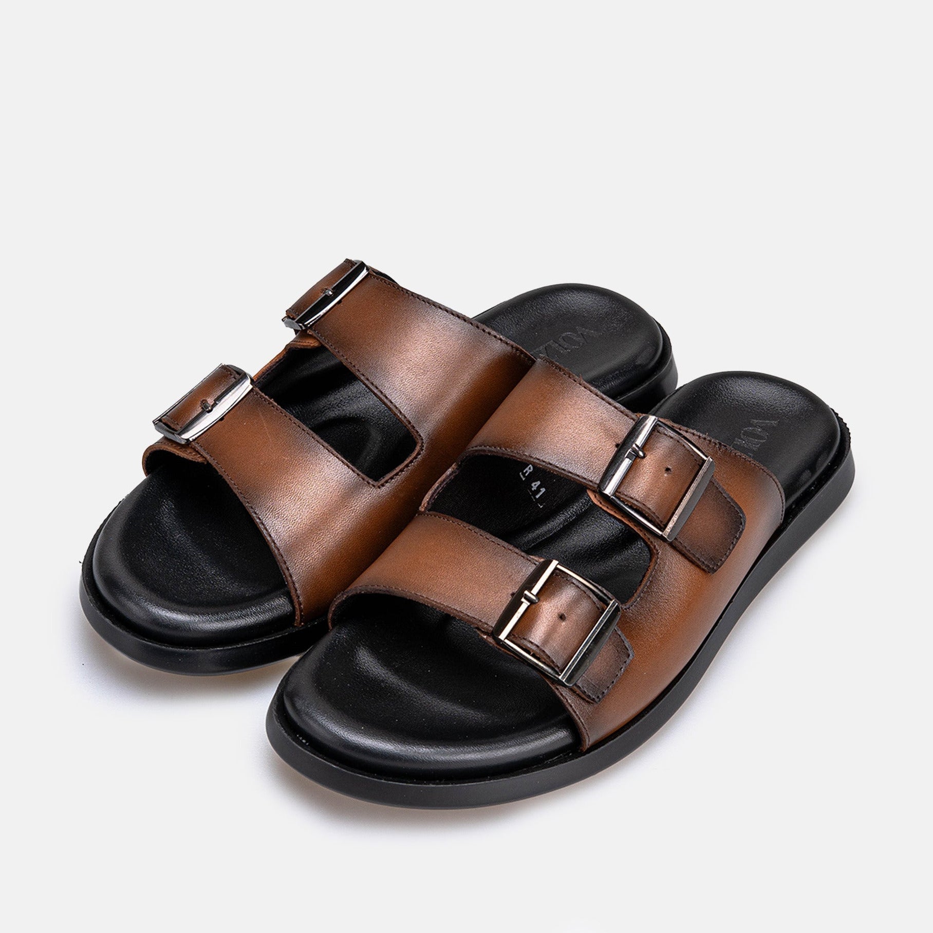 Volzak 5426 Sandale en cuir Marron vintage