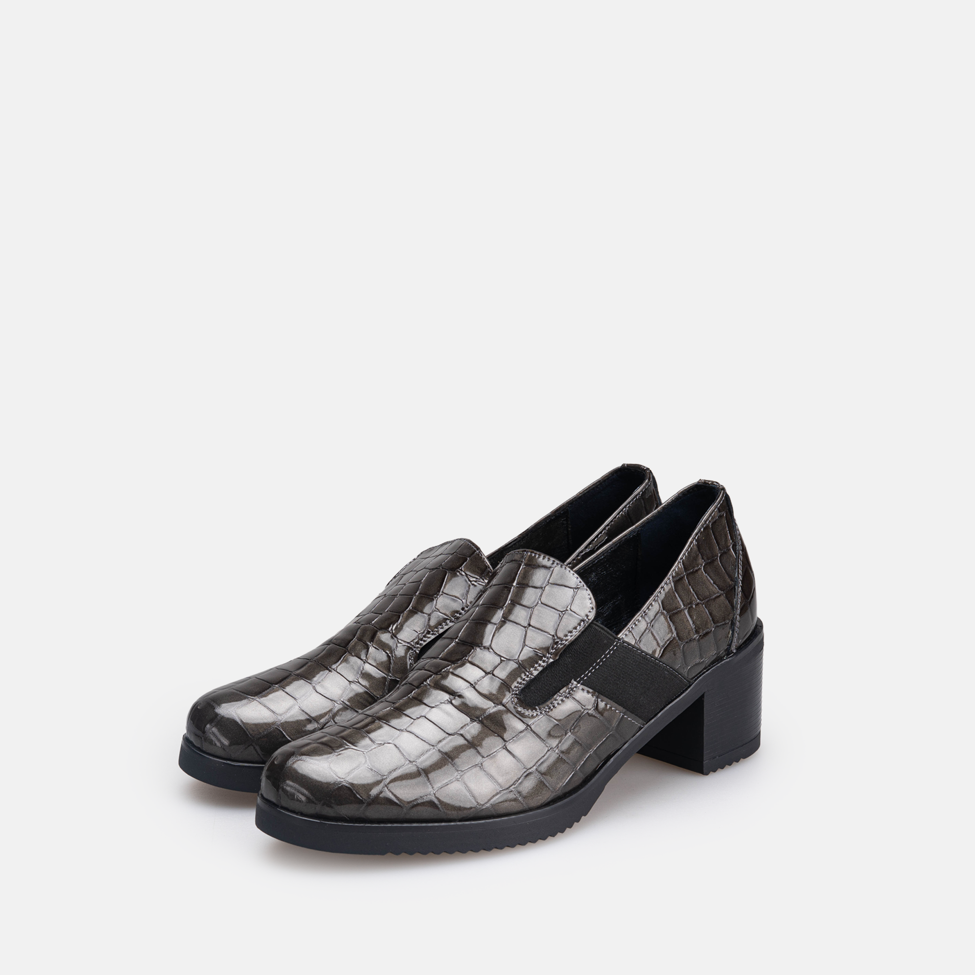 Volzak 535 chaussure en cuir Gris Serpent Vernis