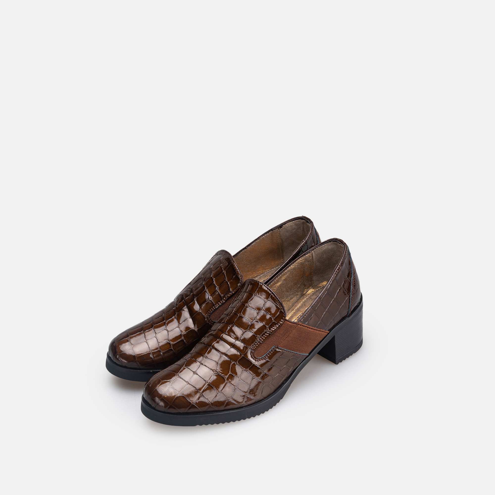 Volzak 535 chaussure en cuir Marron Serpent Vernis