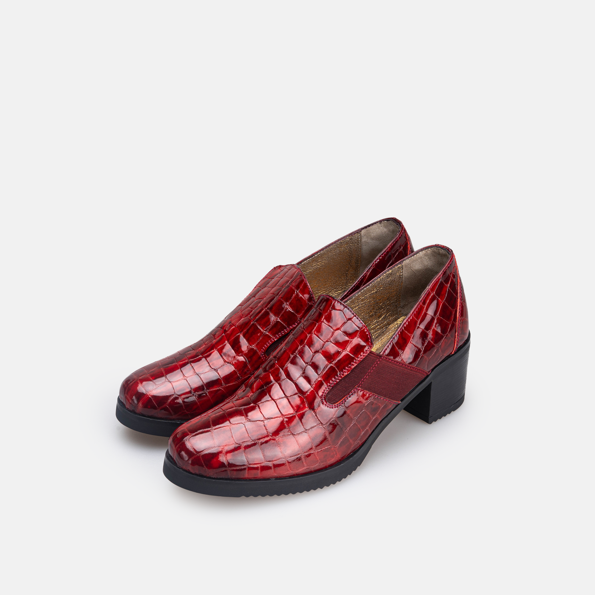 Volzak 535 chaussure en cuir Bordeaux Serpent Vernis