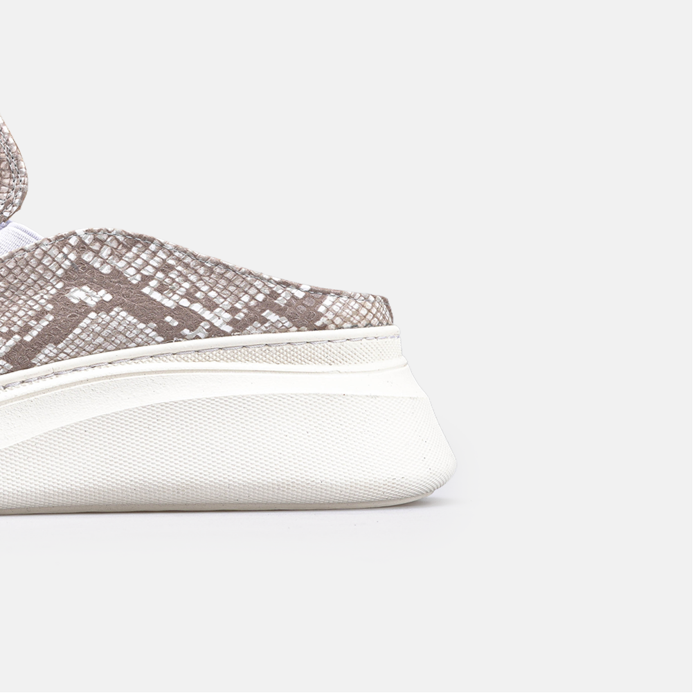 Volzak 02 Mule en cuir Beige Serpent