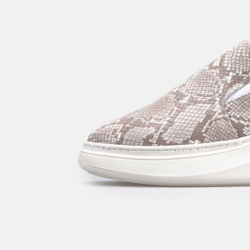 Volzak 02 Mule en cuir Beige Serpent