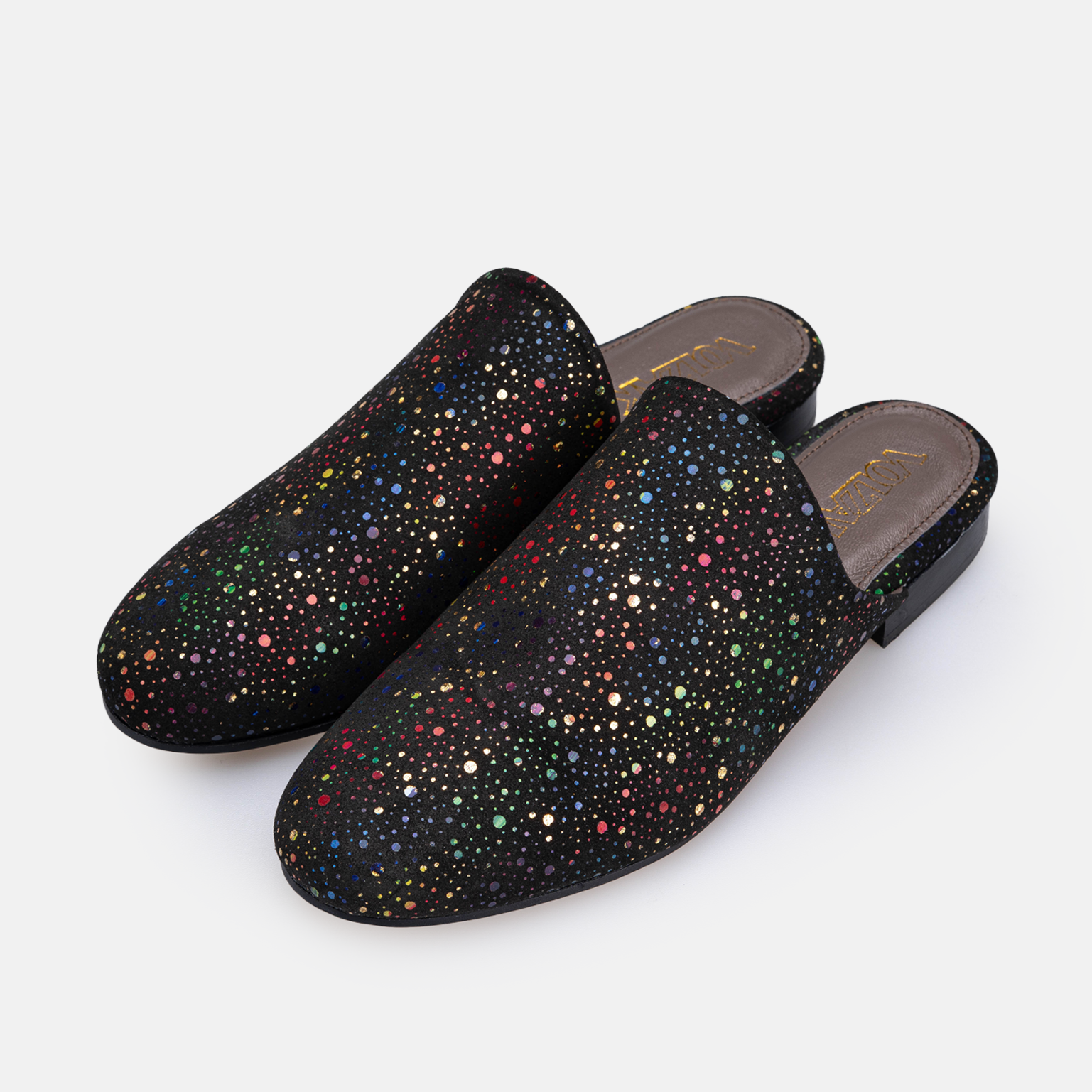 Édition limitée Volzak 3111 Mule en cuir Noir Multicouleur