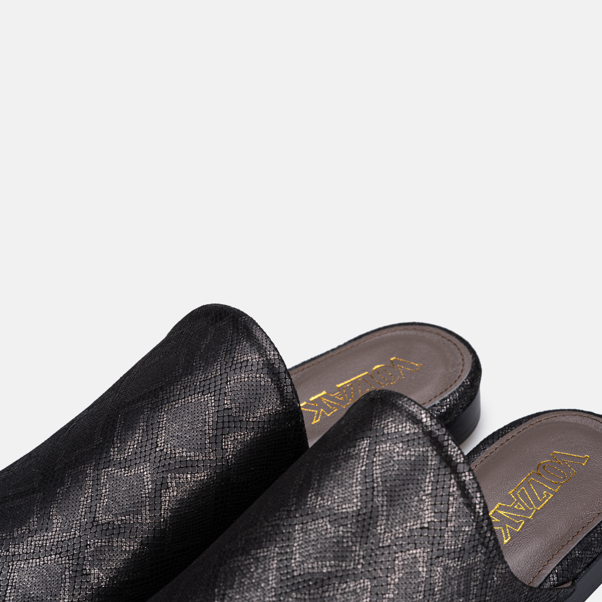 Édition limitée Volzak 3111 Mule en cuir Noir Serpent