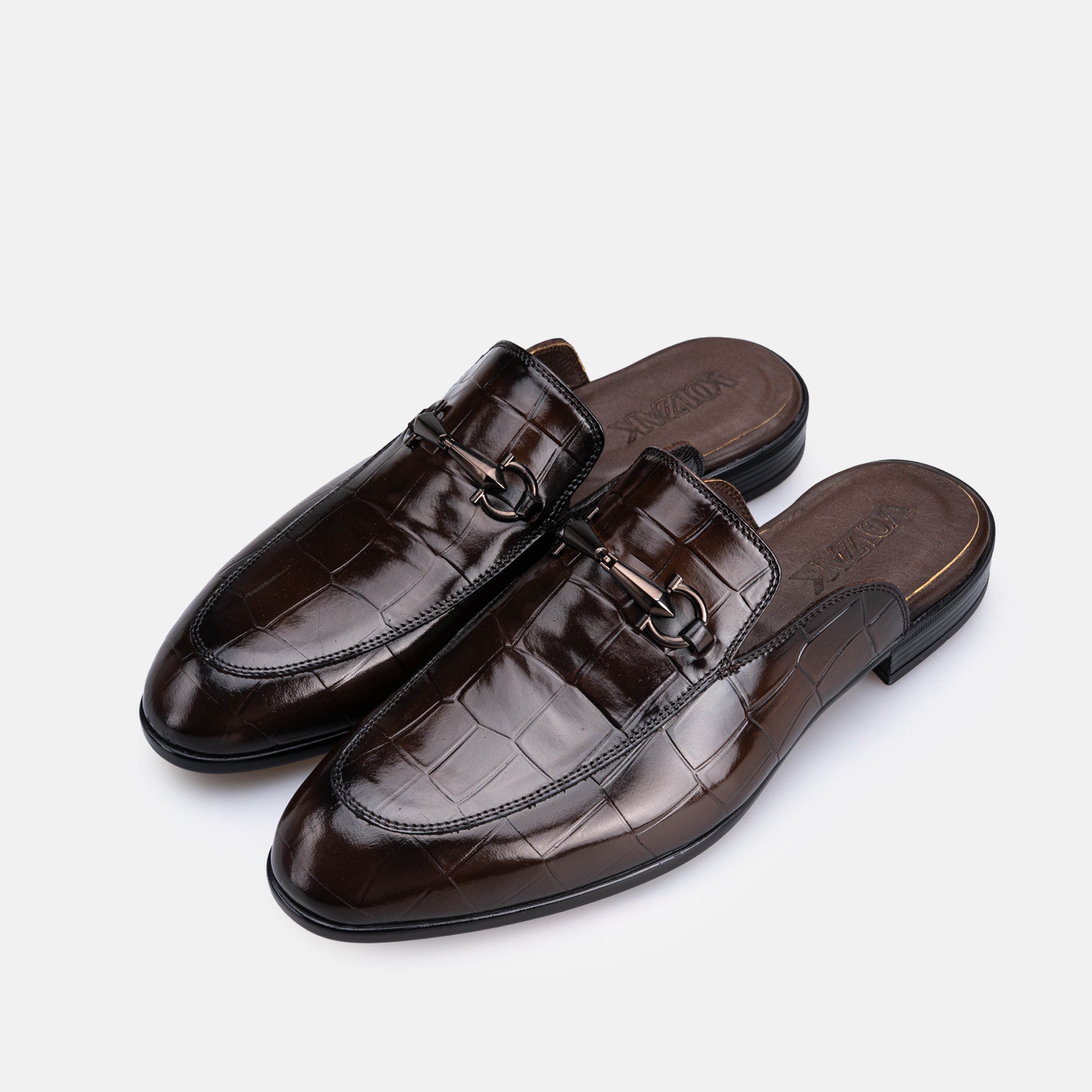 Volzak 5604 Mule en cuir Marron Croco