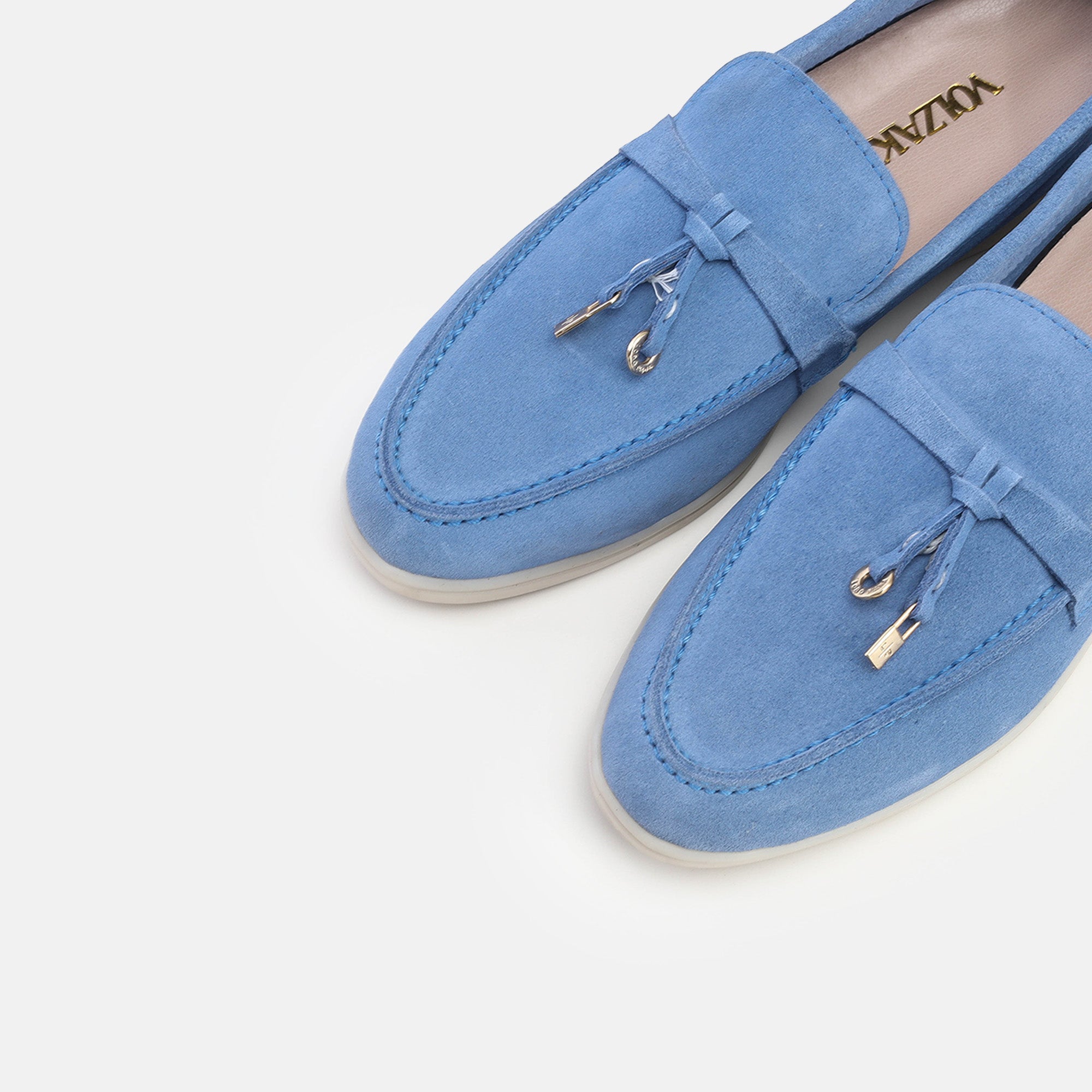 Volzak 32 mocassin en daim Bleu Bic