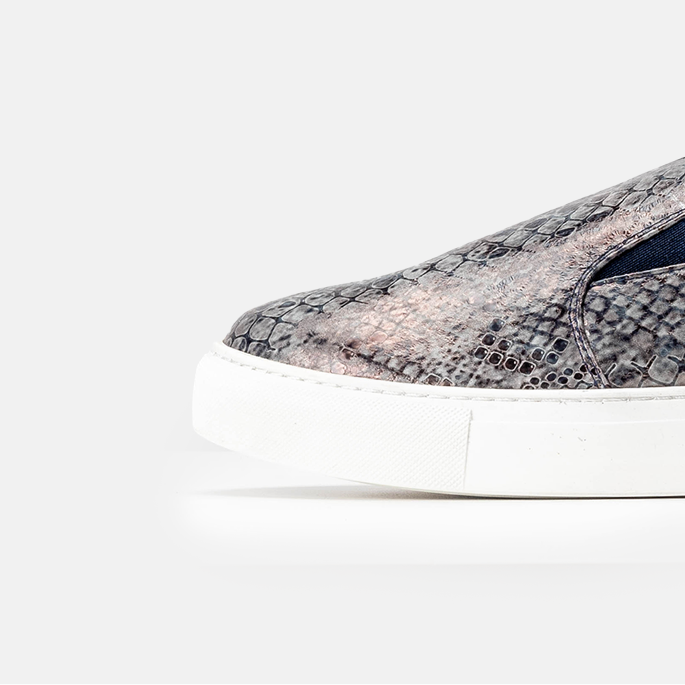 Volzak 072 Basket en cuir Bleu marine Serpent