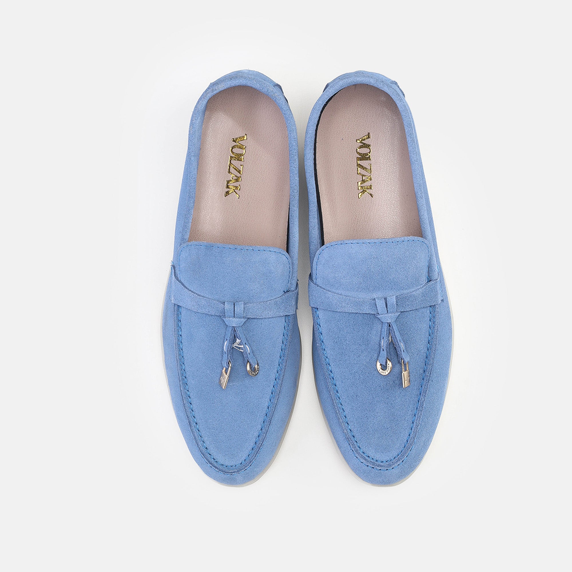 Volzak 32 mocassin en daim Bleu Bic