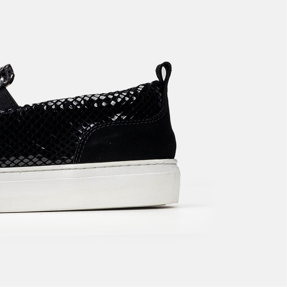 Volzak 072 Basket en cuir Noir Serpent