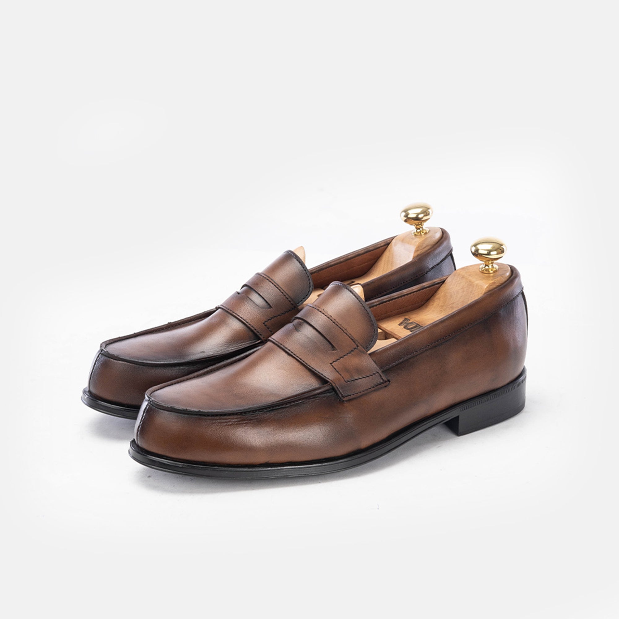 Volzak 5157 Mocassin penny en cuir Marron vintage