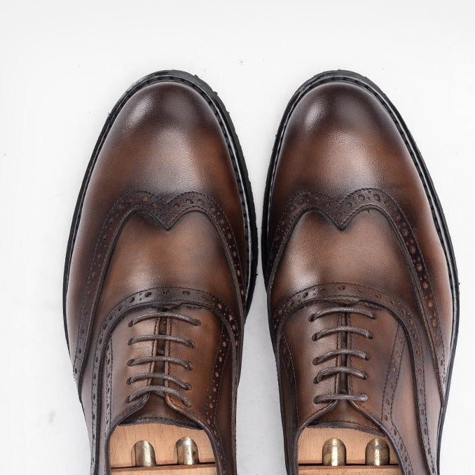 '''5166 chaussure cuir marron vintage