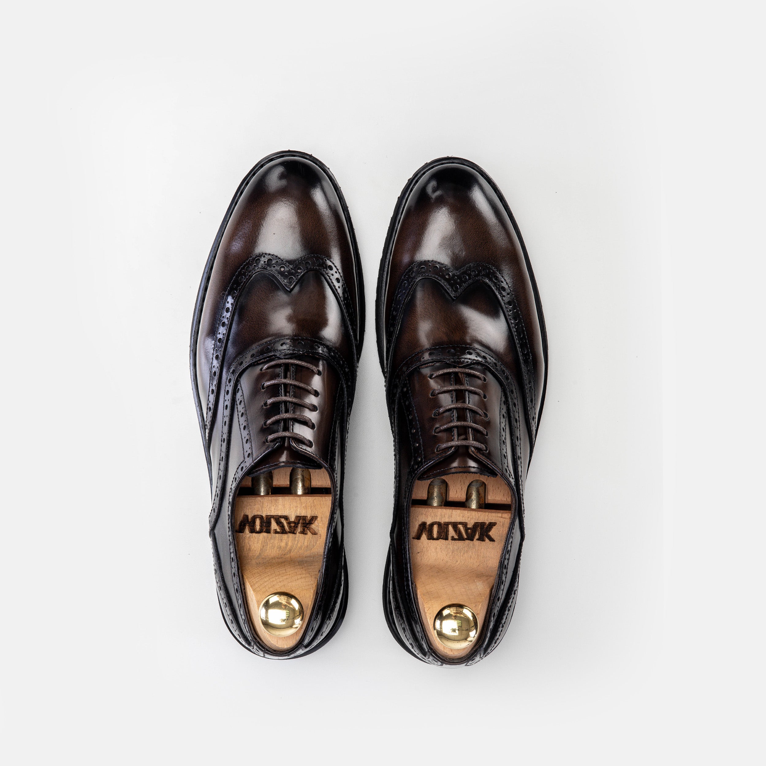 '''5166 chaussure en cuir démasquable marron