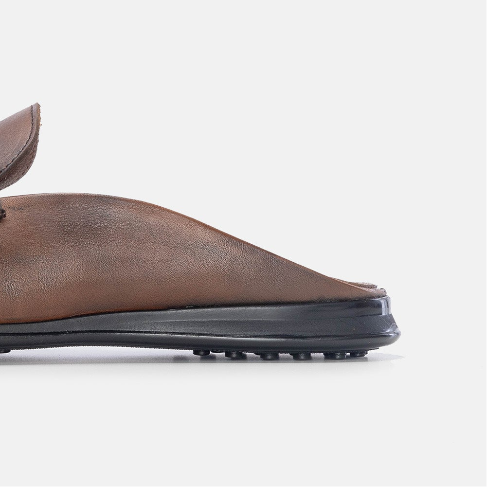 Volzak 5172 Mule en cuir marron vintage