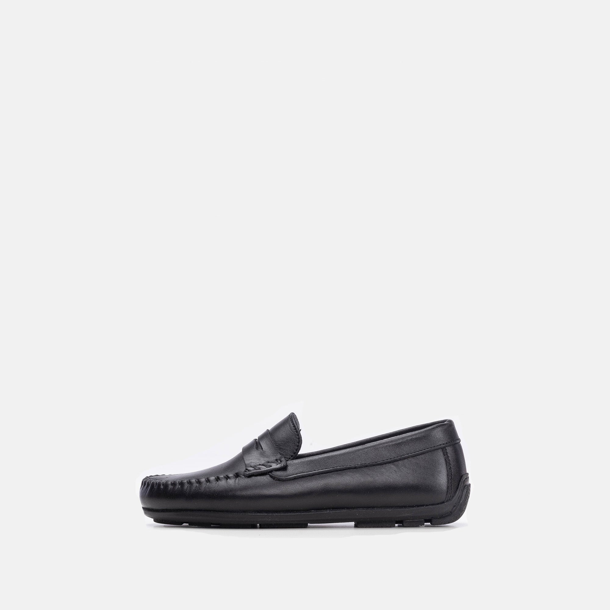 01 Mocassin enfant en cuir Noir