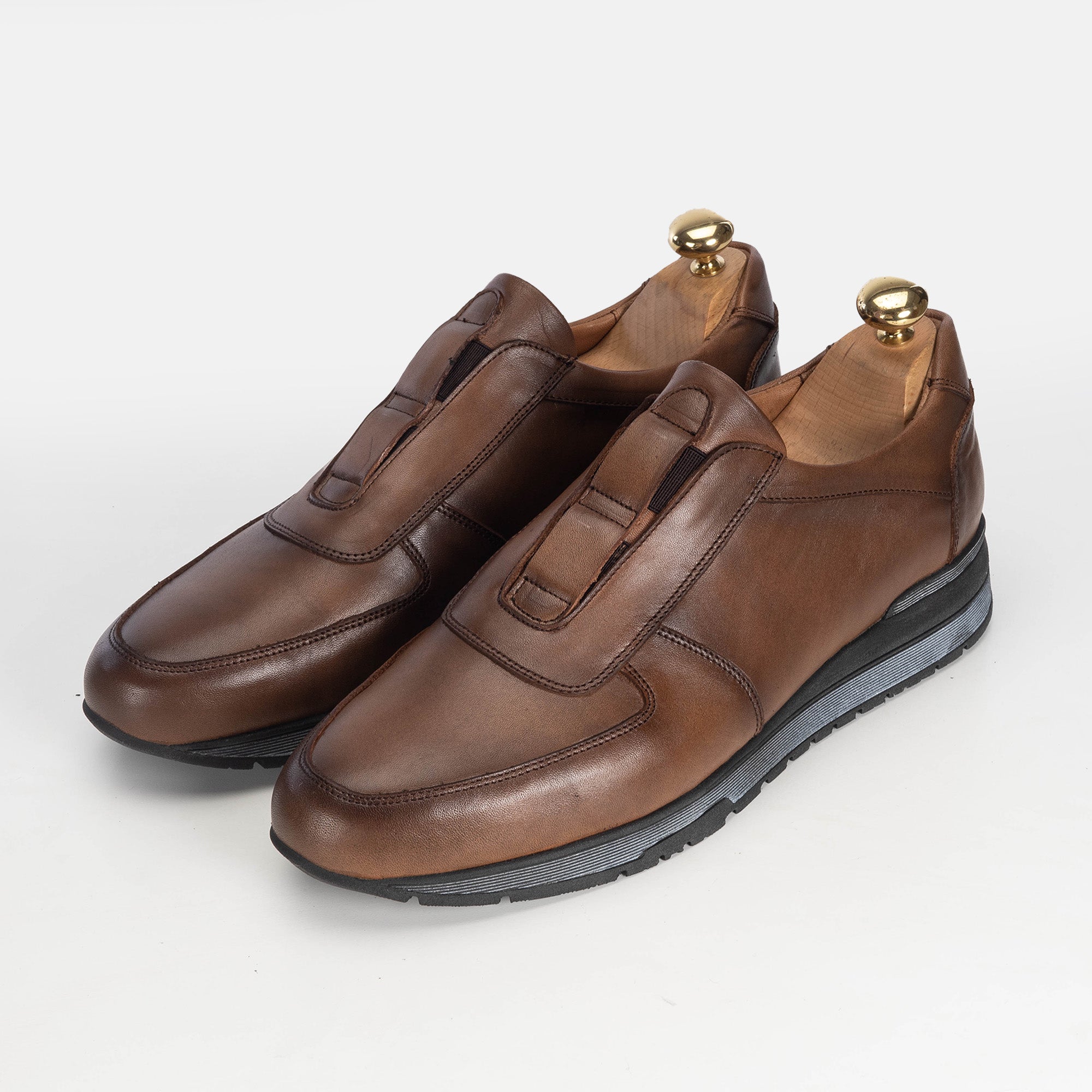 Volzak 5227 Basket en cuir marron vintage