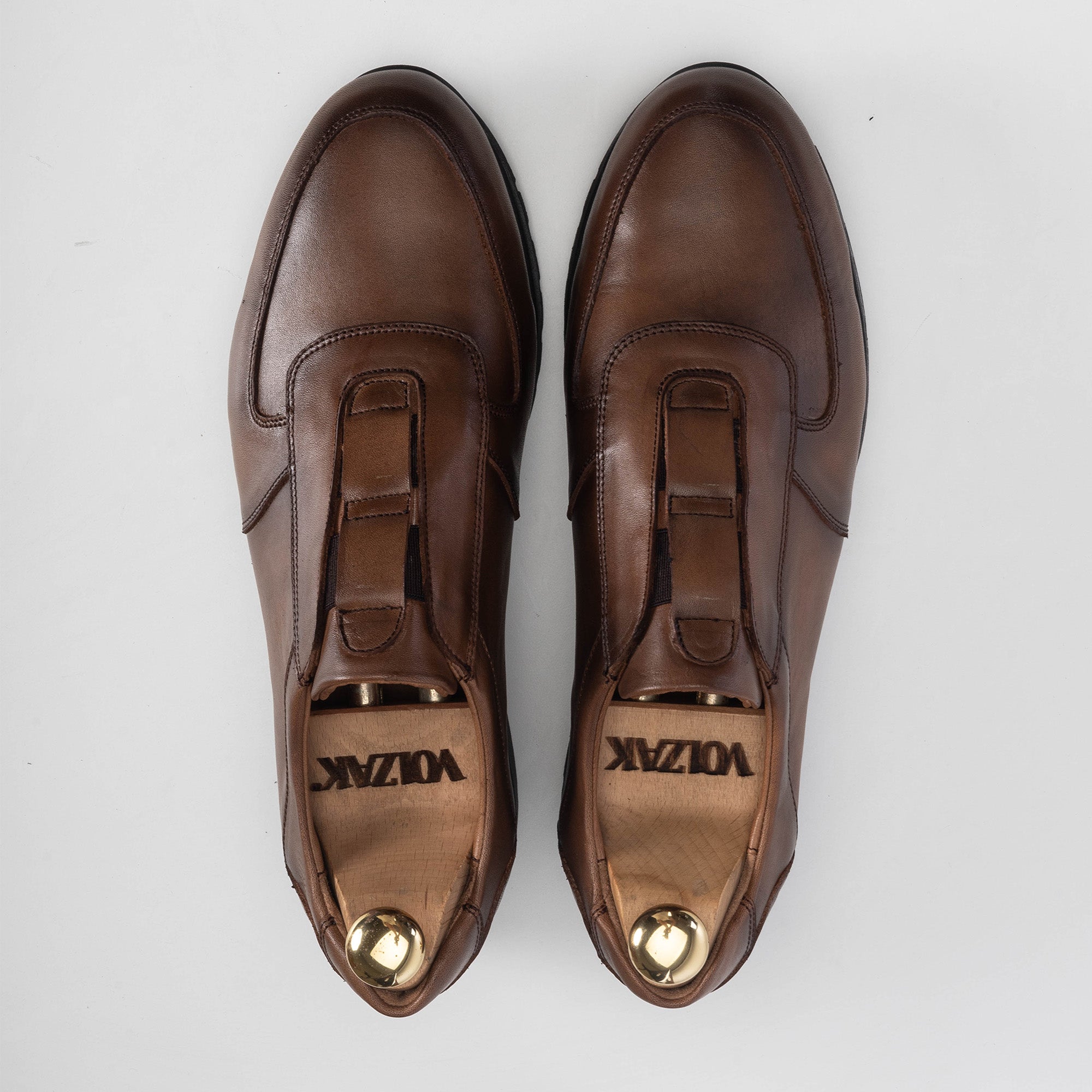 Volzak 5227 Basket en cuir marron vintage