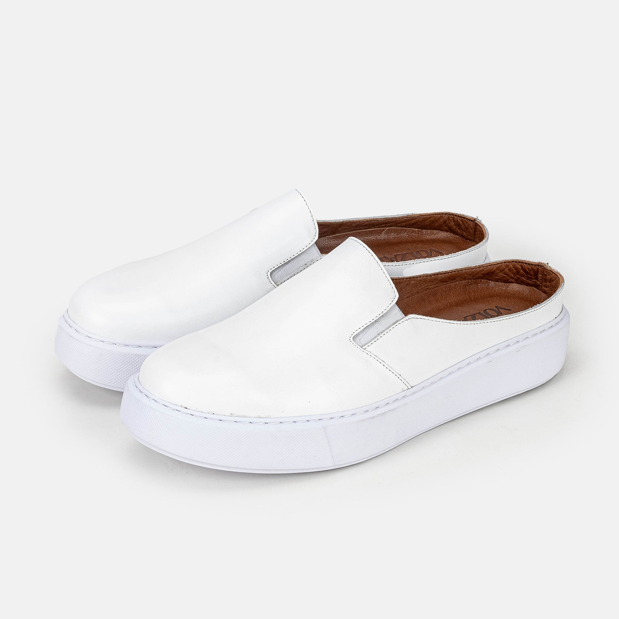 Volzak 5329 White Leather Mule