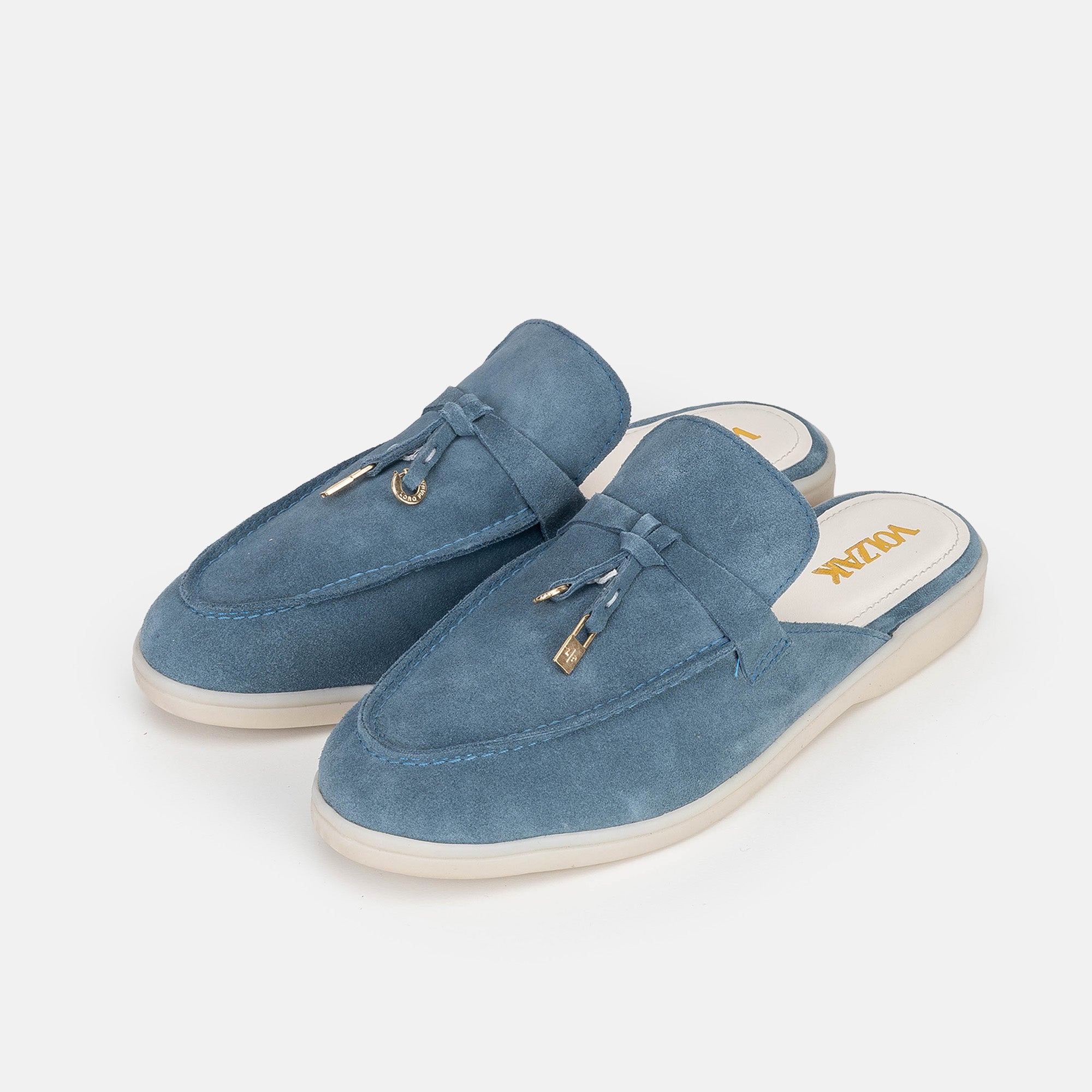 Volzak 0777 Mule en daim Bleu