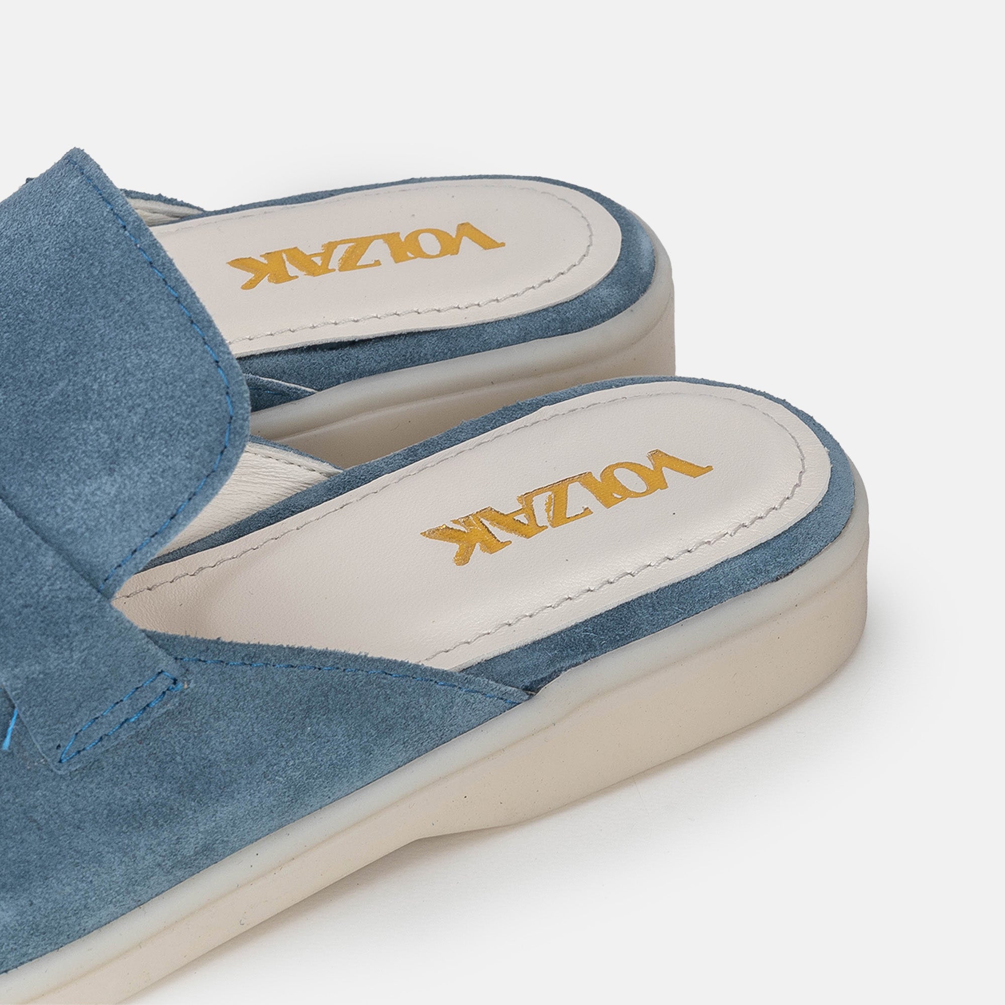 Volzak 0777 Mule en daim Bleu