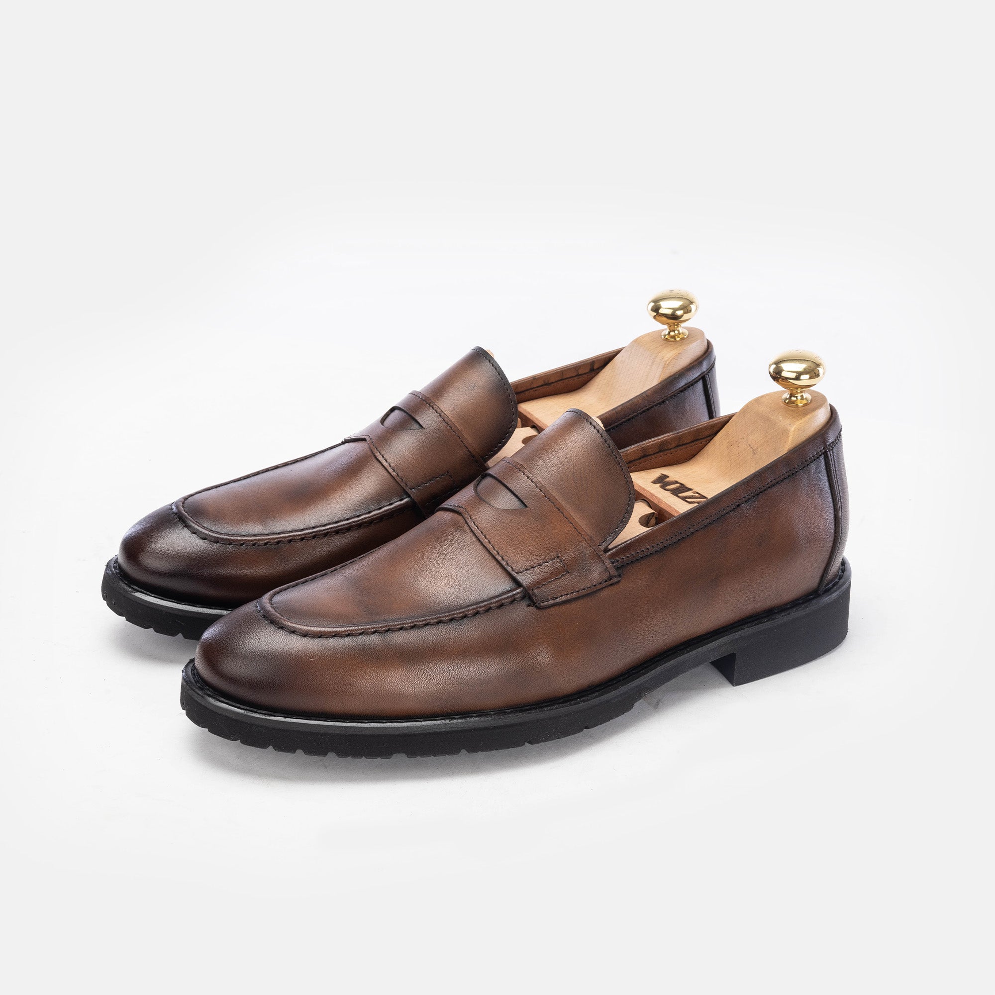 '5158 chaussure cuir marron vintage