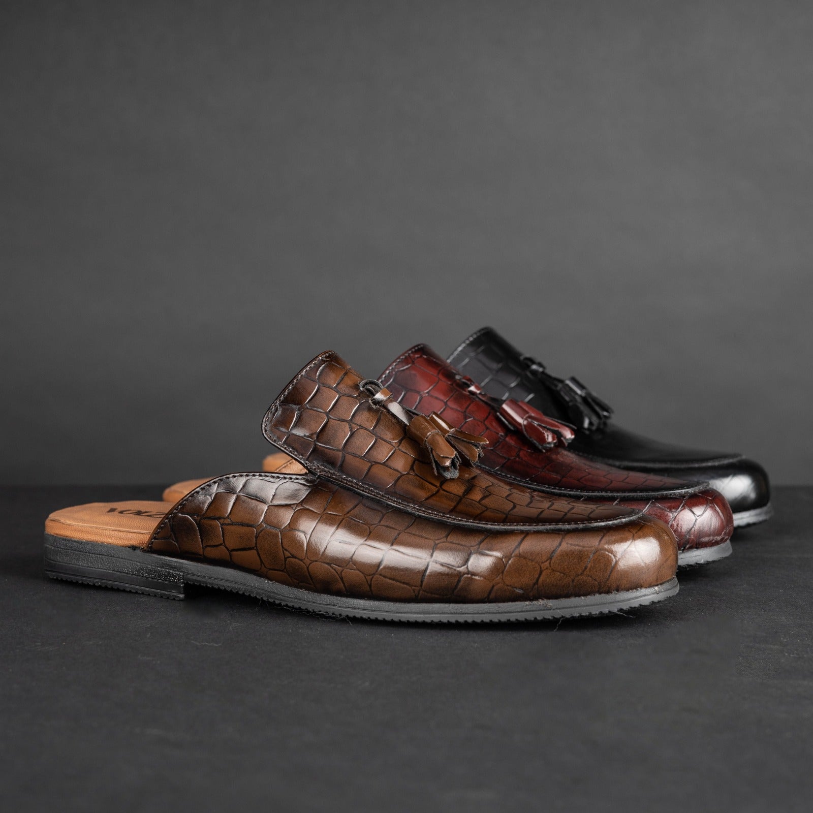 Volzak 5035 Mule en cuir Marron Vintage