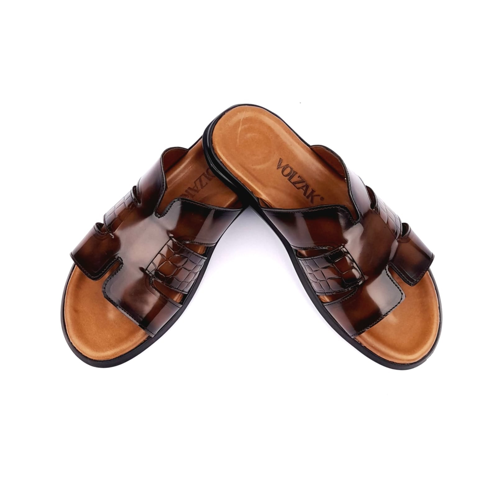 5136 Sandale en cuir démasquable marron vintage
