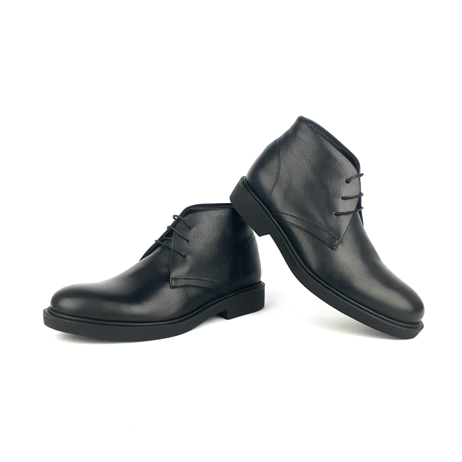 715 Bottine en cuir grainé Noir