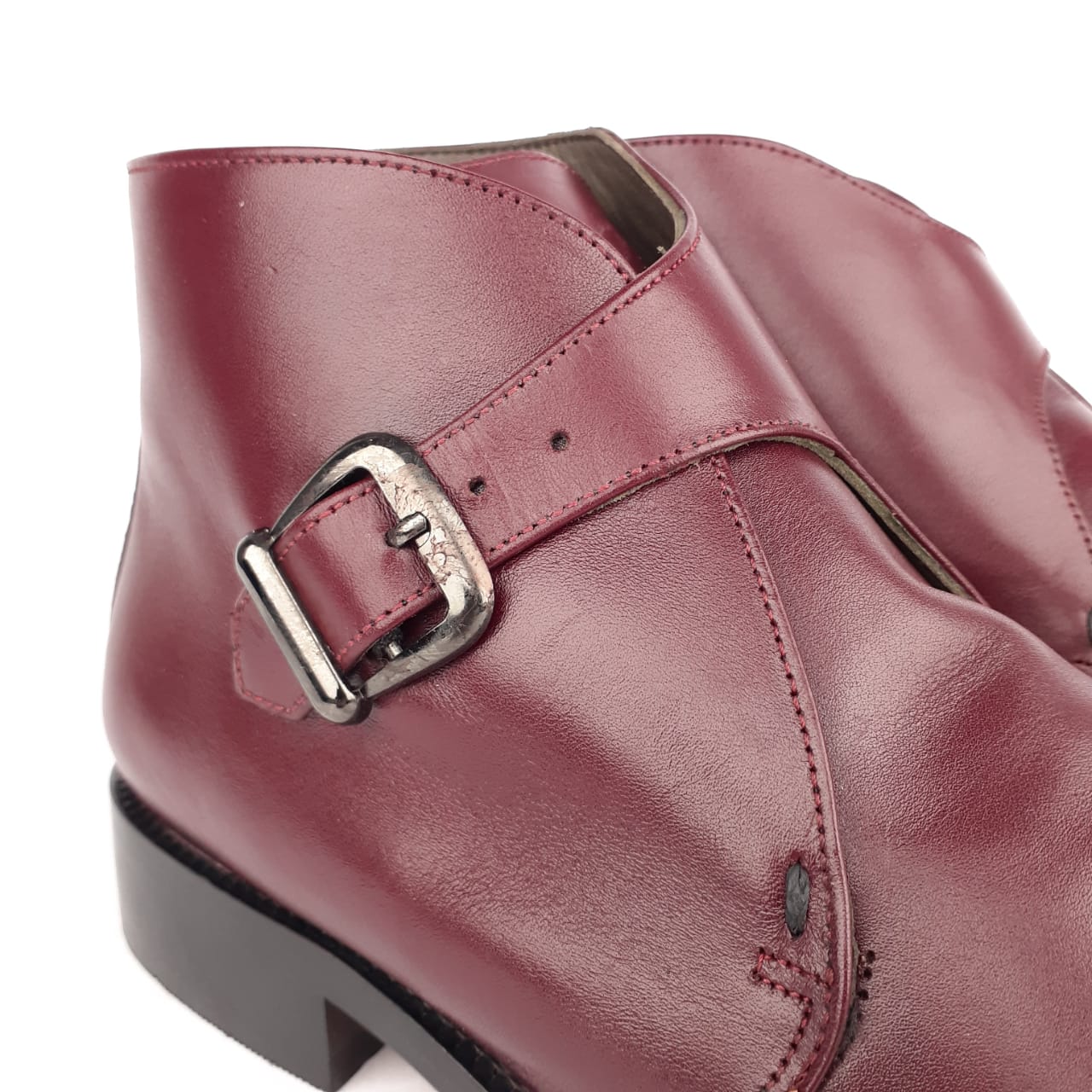 1192 Bottine en cuir bordeaux