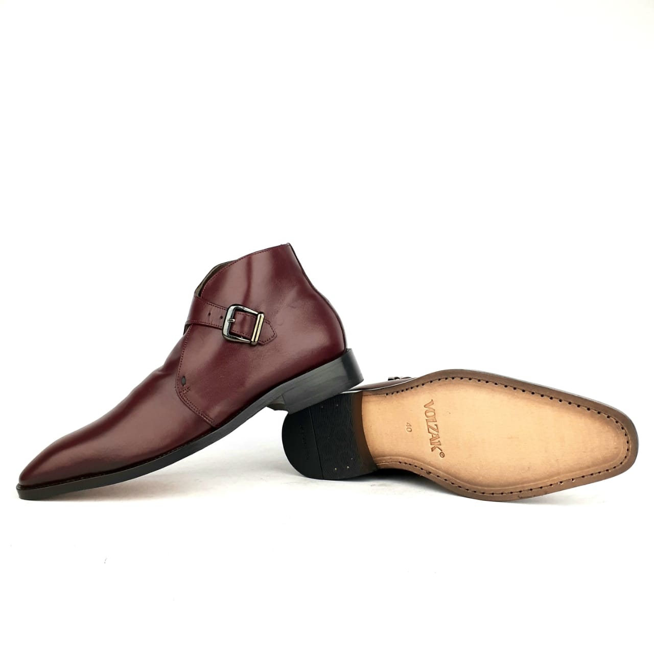 1192 Bottine en cuir bordeaux