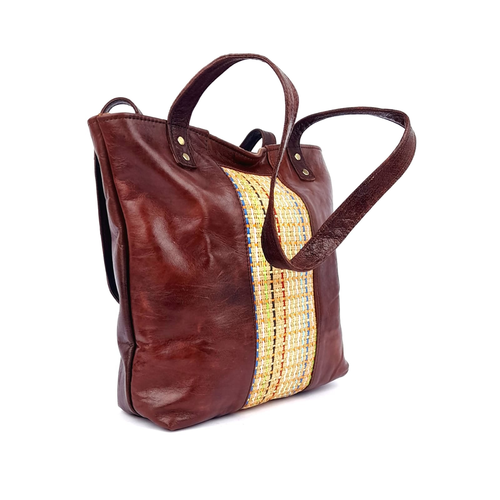 حقيبة يد AR68 من الجلد المغربي باللون البني