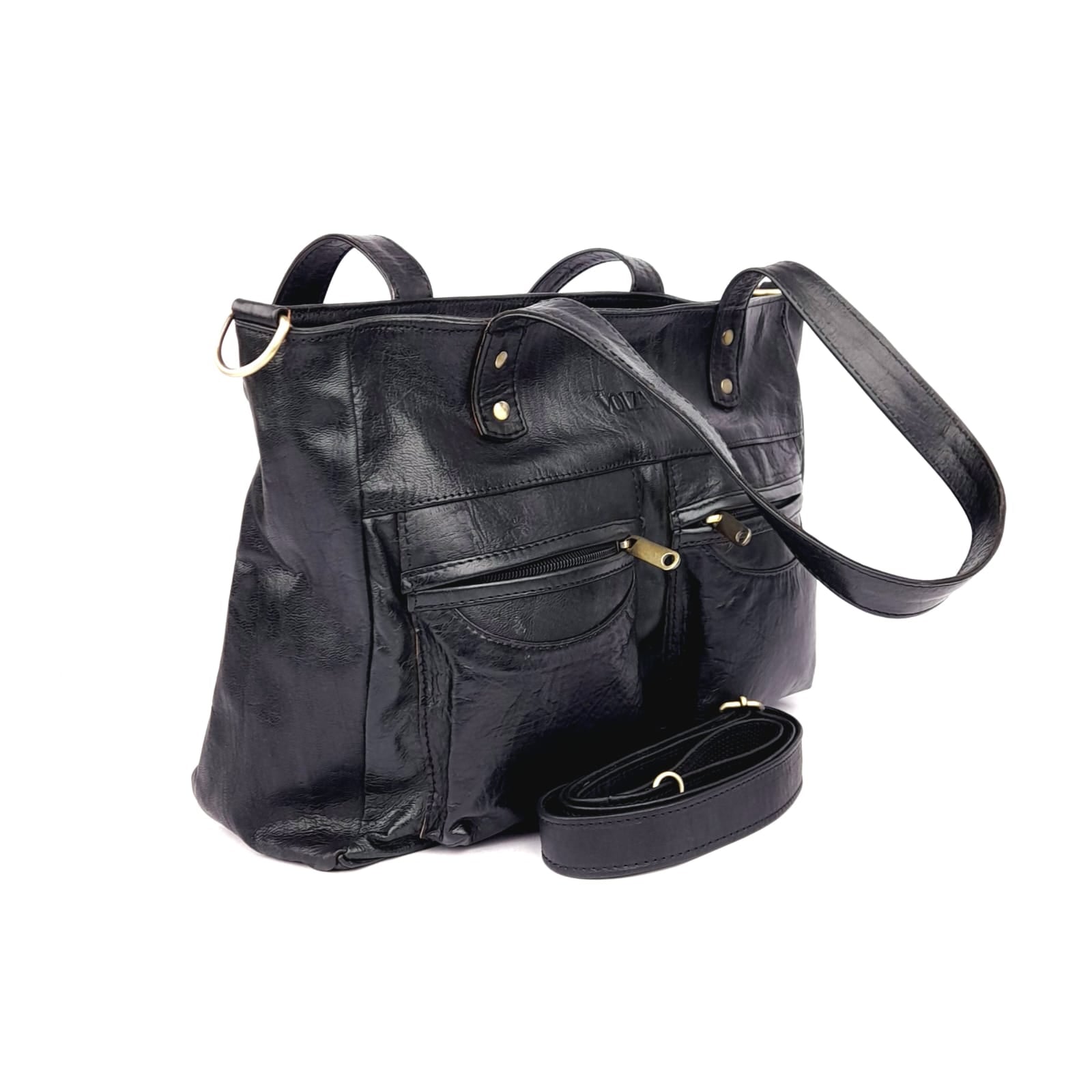 حقيبة A74 نسائية من الجلد المغربي الأسود