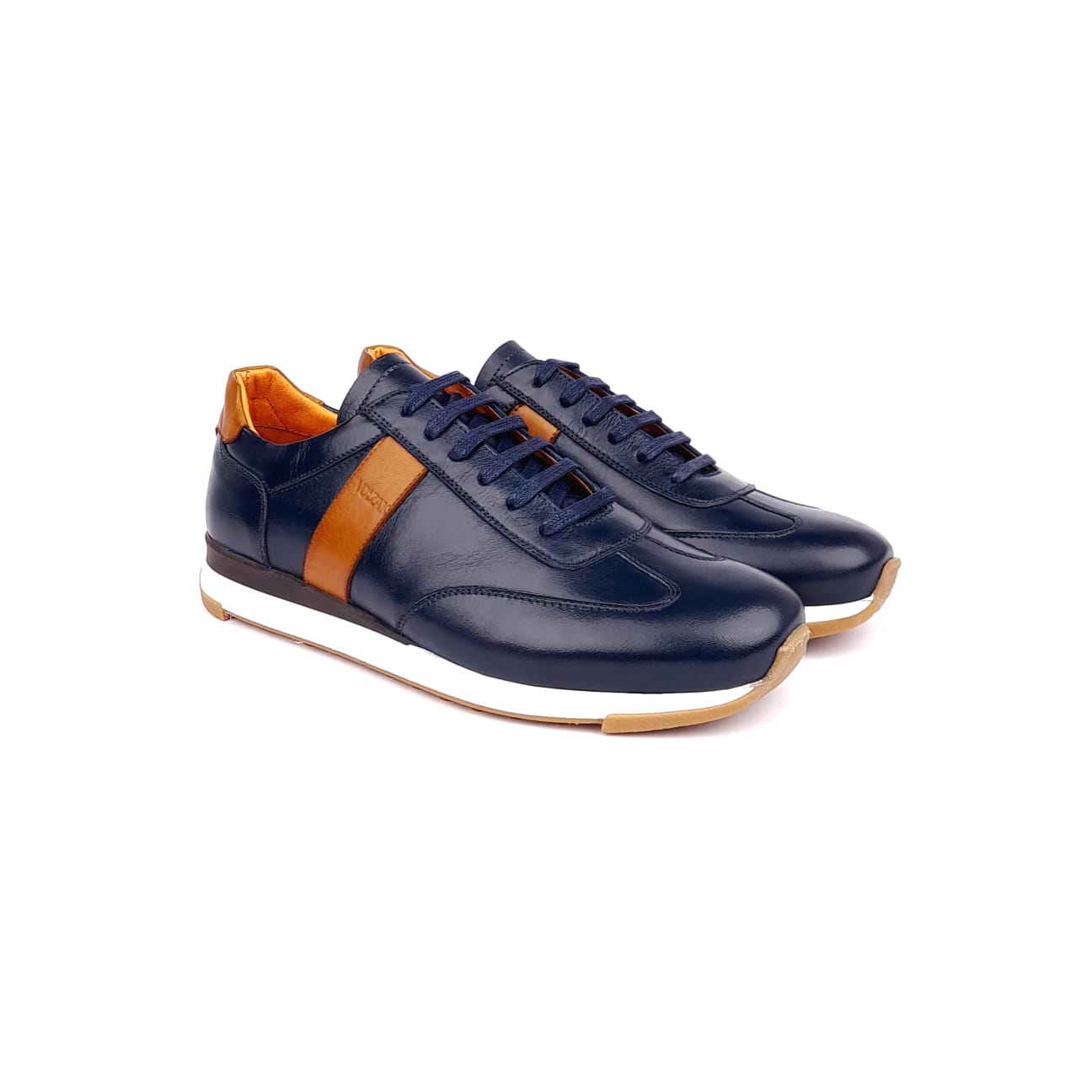 Volzak 6048 Basket en cuir Bleu Camel
