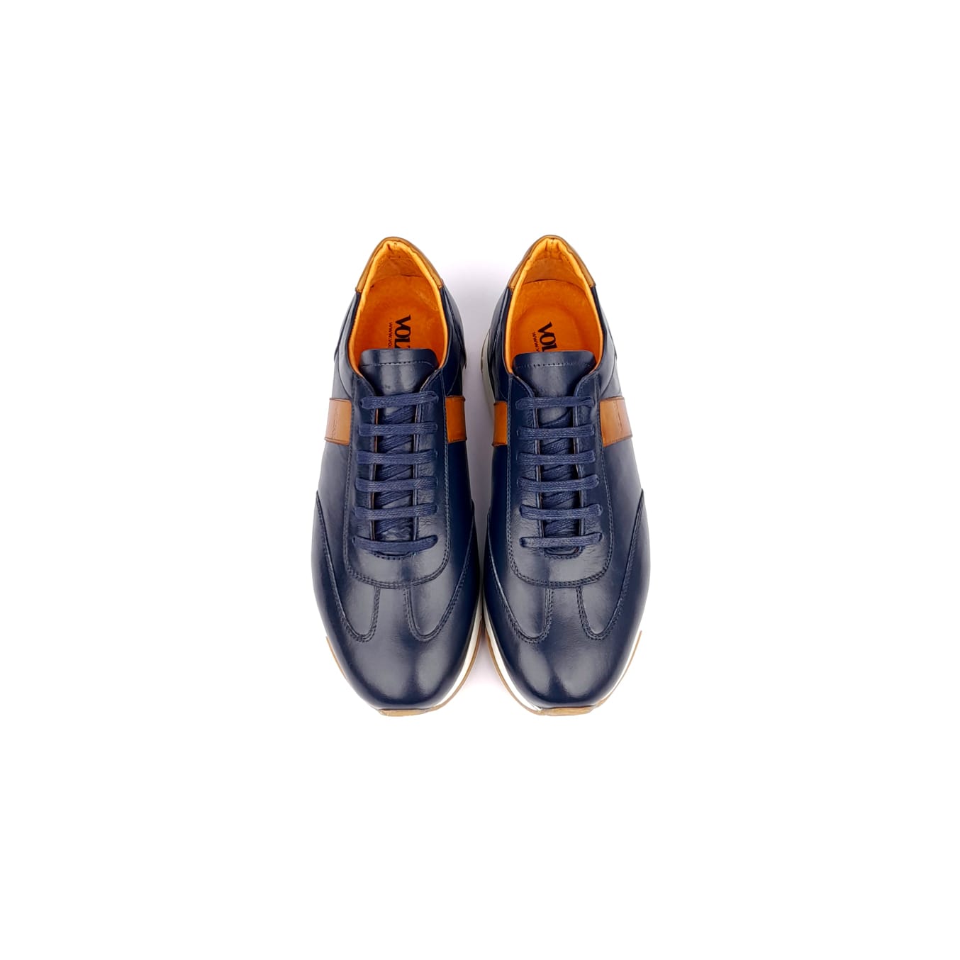 Volzak 6048 Basket en cuir Bleu Camel