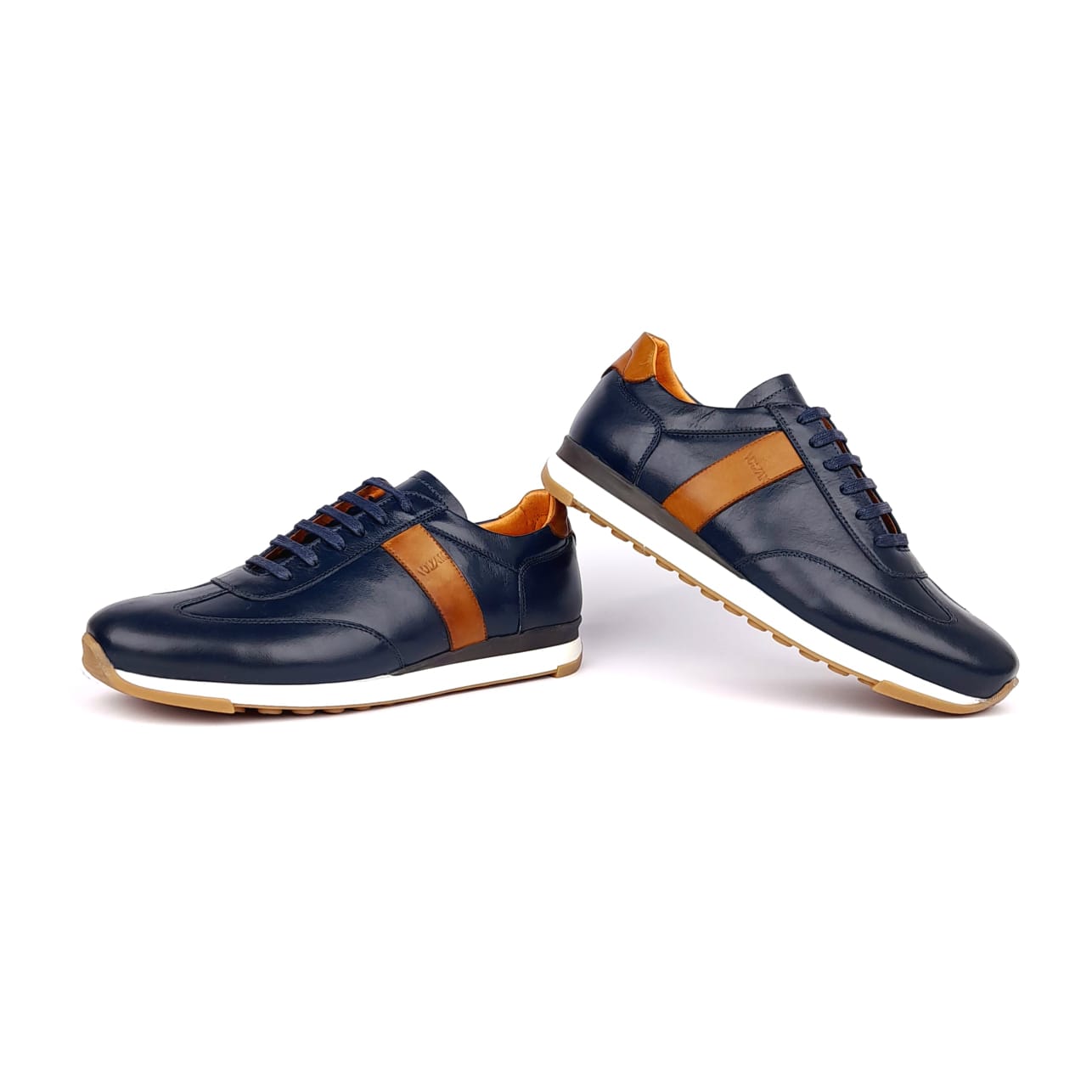 Volzak 6048 Basket en cuir Bleu Camel