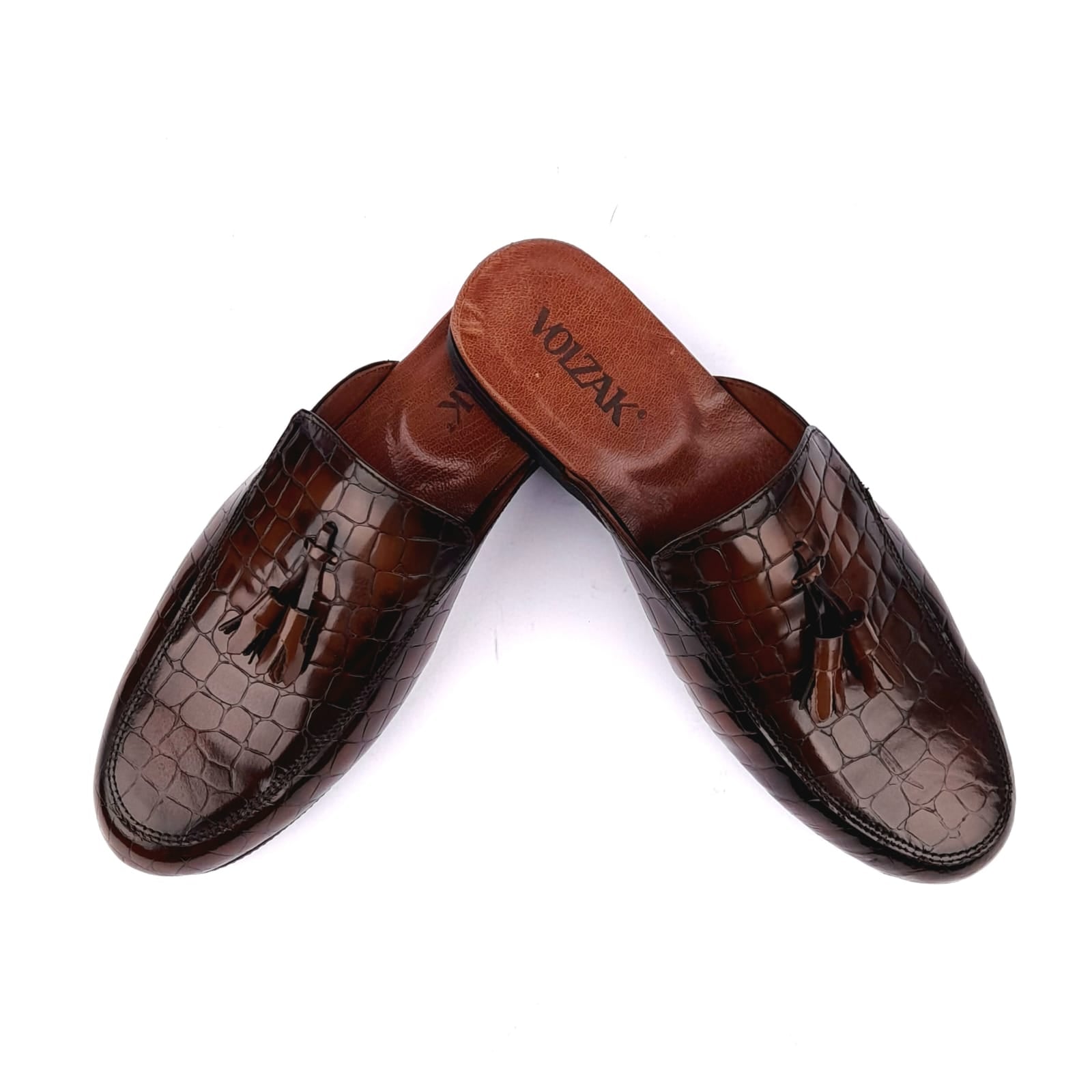 Volzak 5035 Mule en cuir Marron Vintage