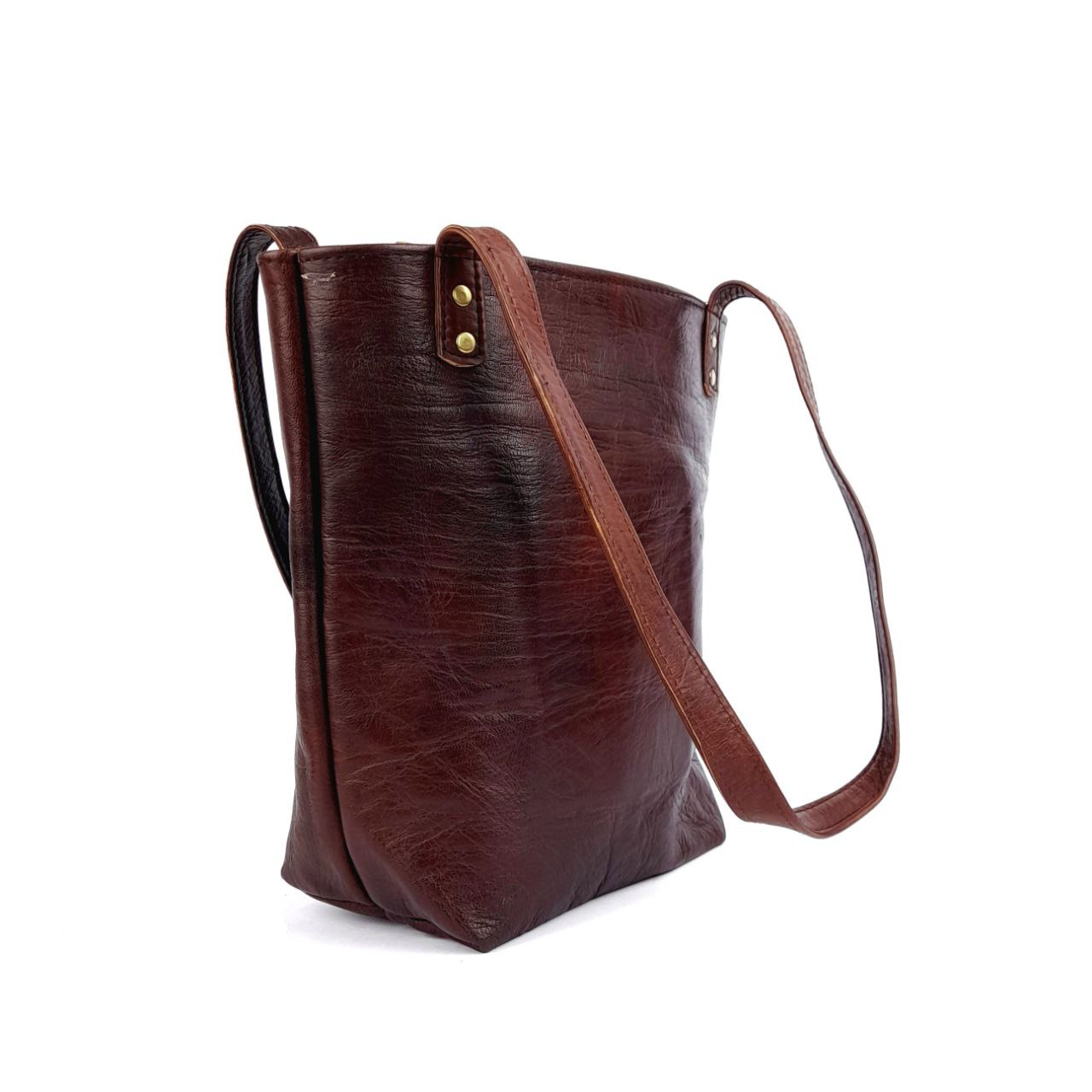 حقيبة A64 نسائية من الجلد المغربي باللون البني